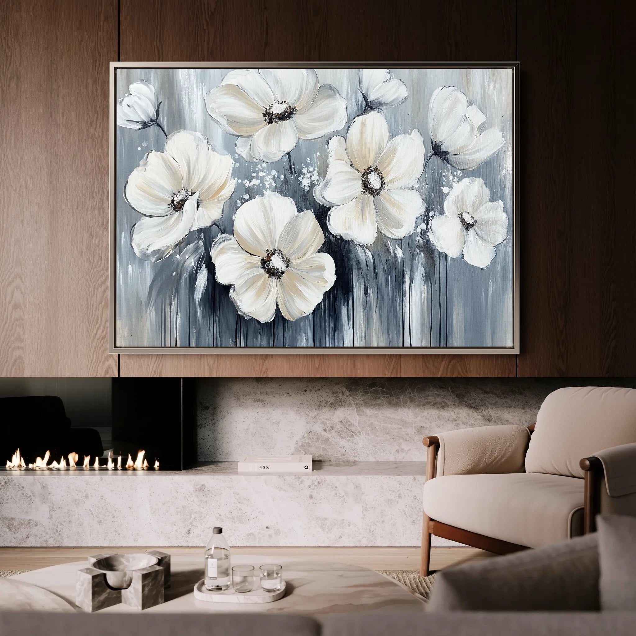 Floral 795 Canvas Art 60 x 40 cm / Black