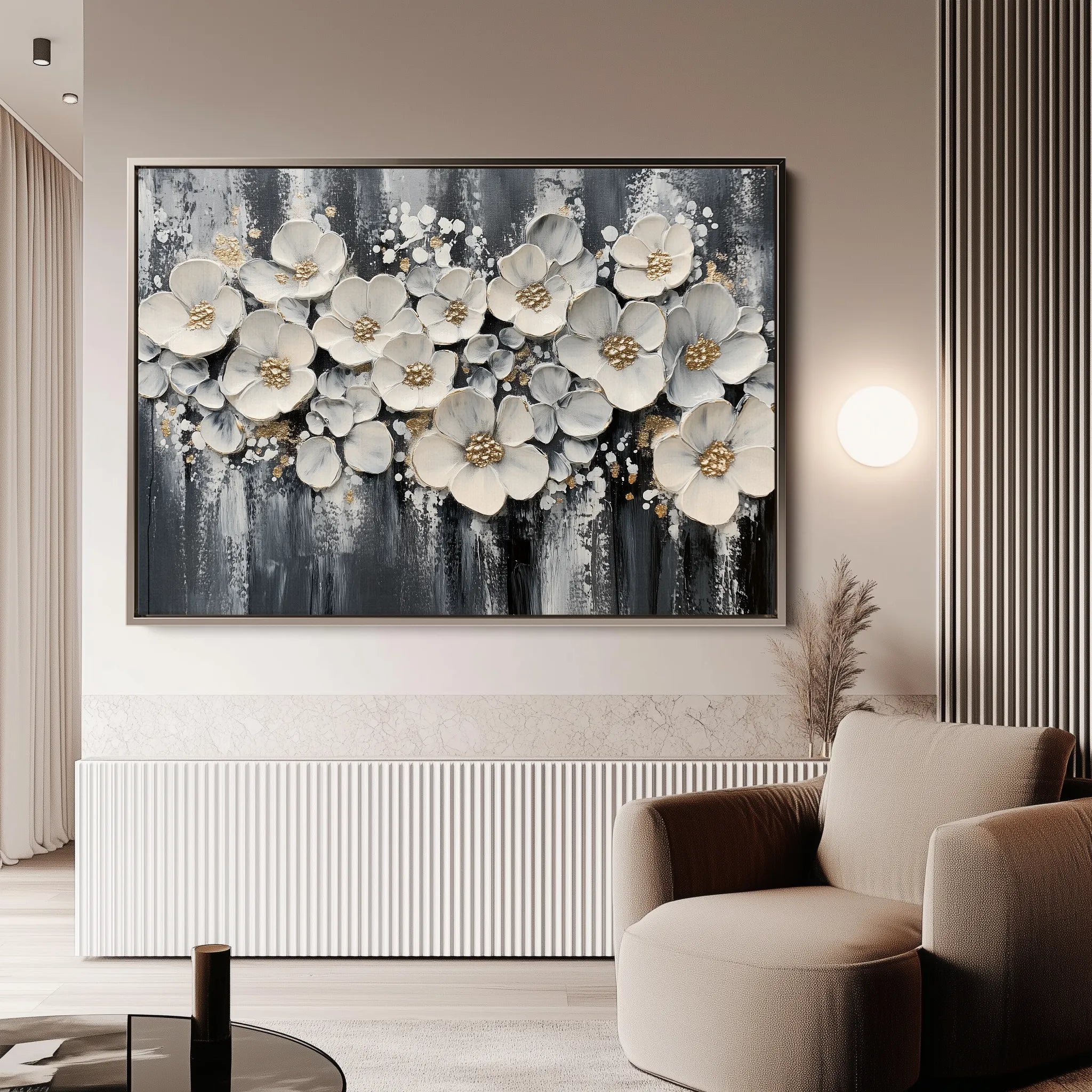 Floral 800 Canvas Art 60 x 40 cm / Black