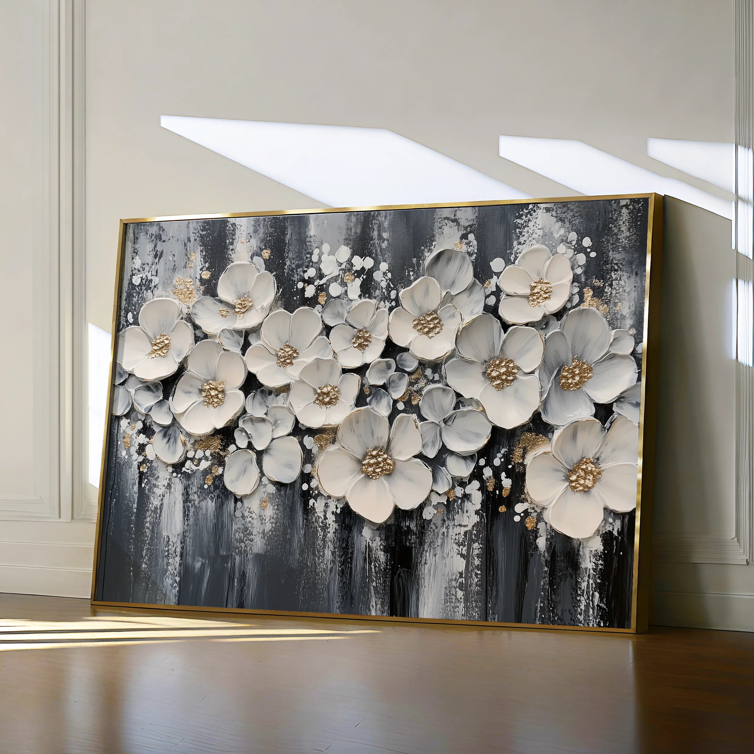 Floral 800 Canvas Art 60 x 40 cm / Black