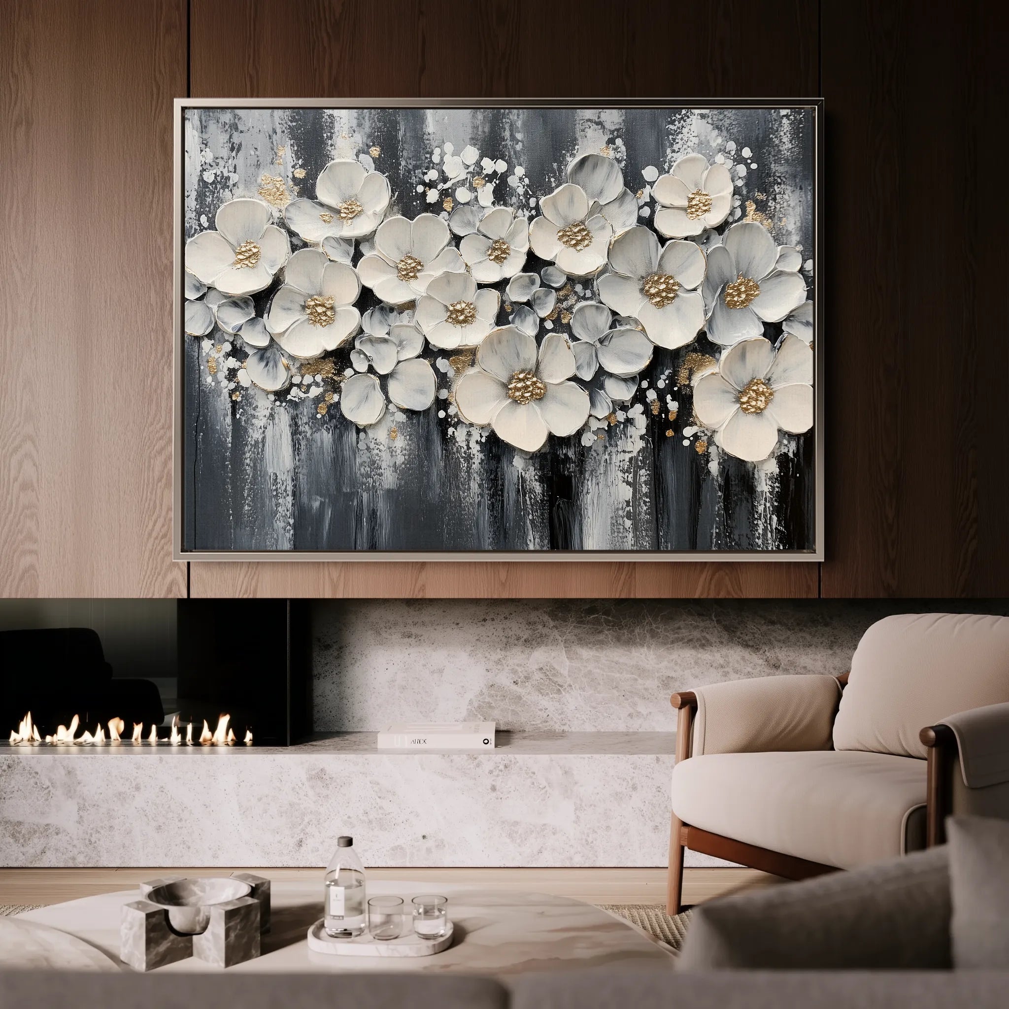 Floral 800 Canvas Art 60 x 40 cm / Black