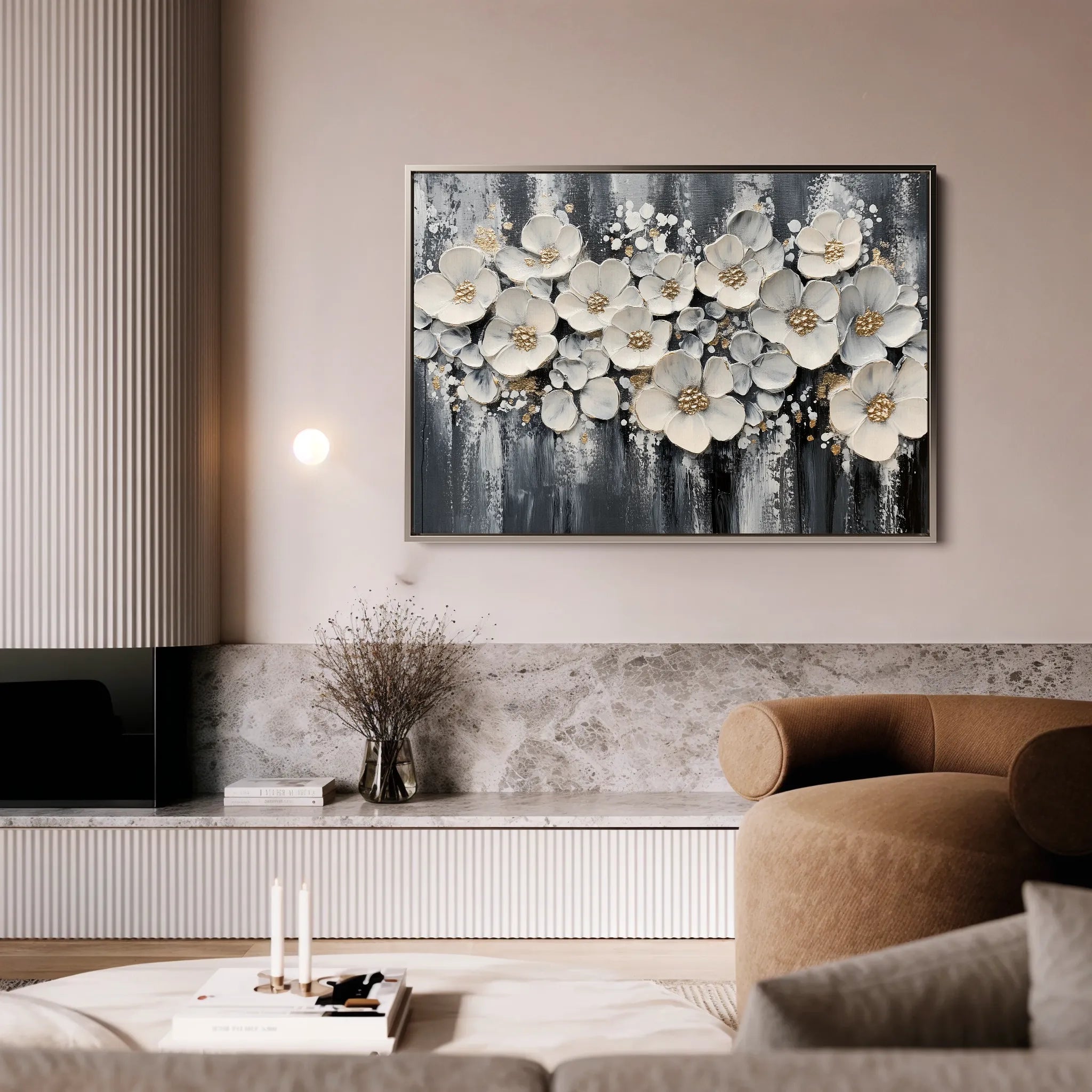 Floral 800 Canvas Art 60 x 40 cm / Black