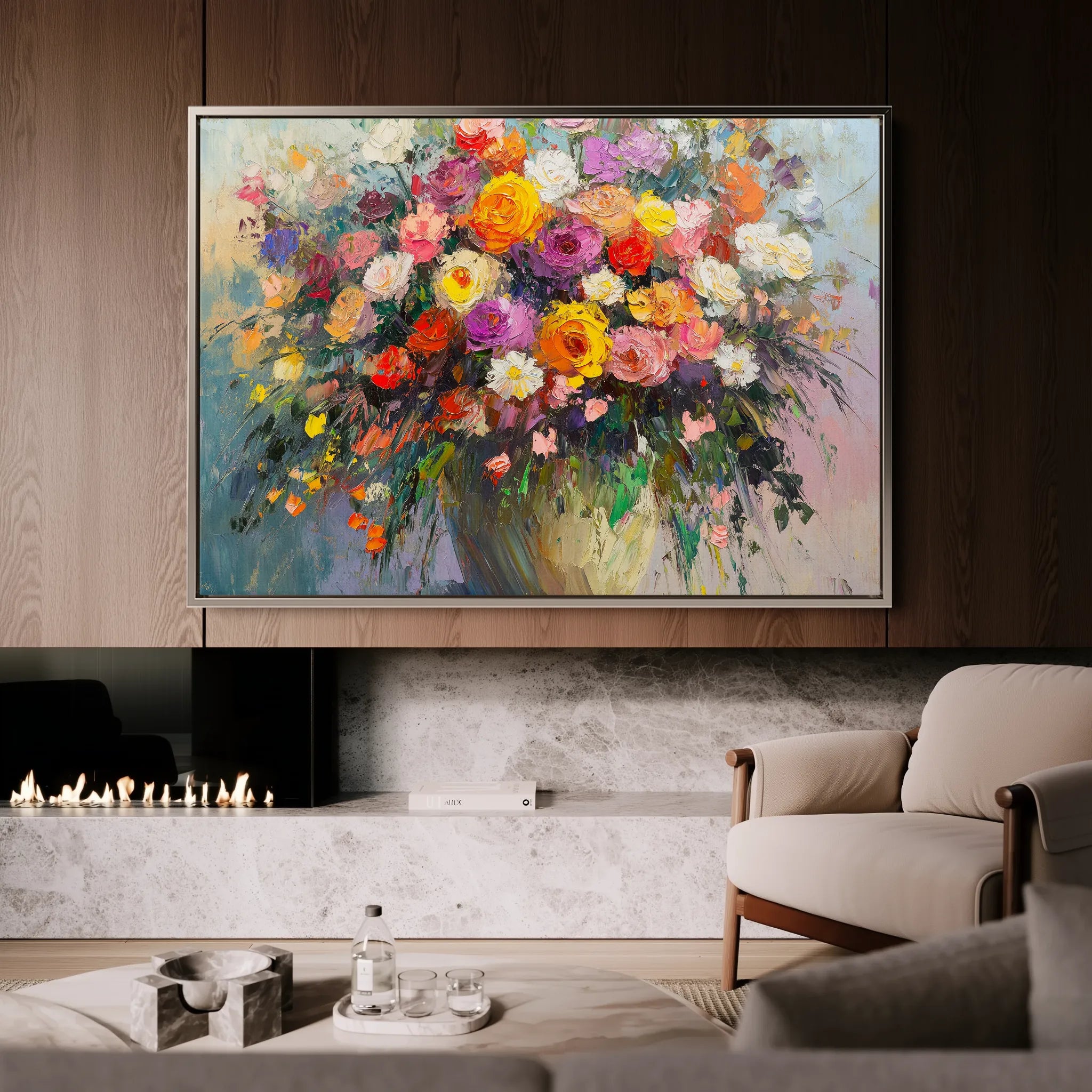 Floral 801 Canvas Art 60 x 40 cm / Black