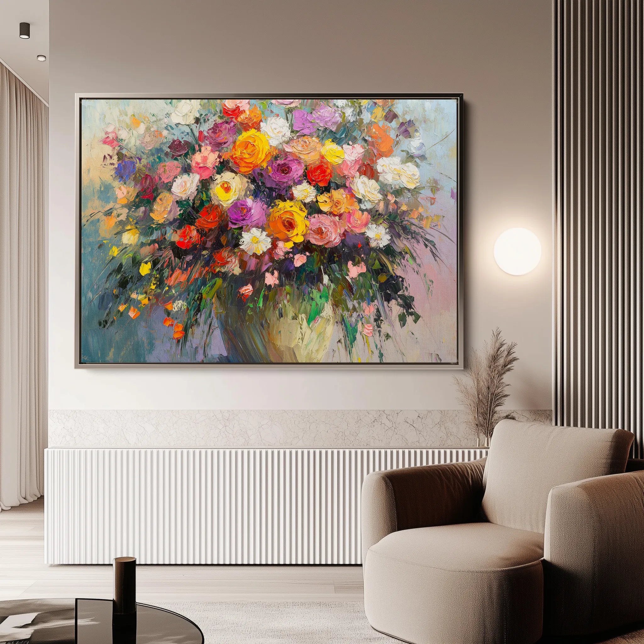 Floral 801 Canvas Art 60 x 40 cm / Black
