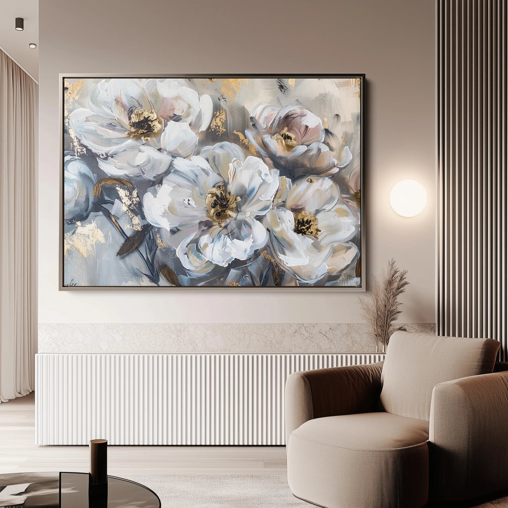 Floral 803 Canvas Art 60 x 40 cm / Black