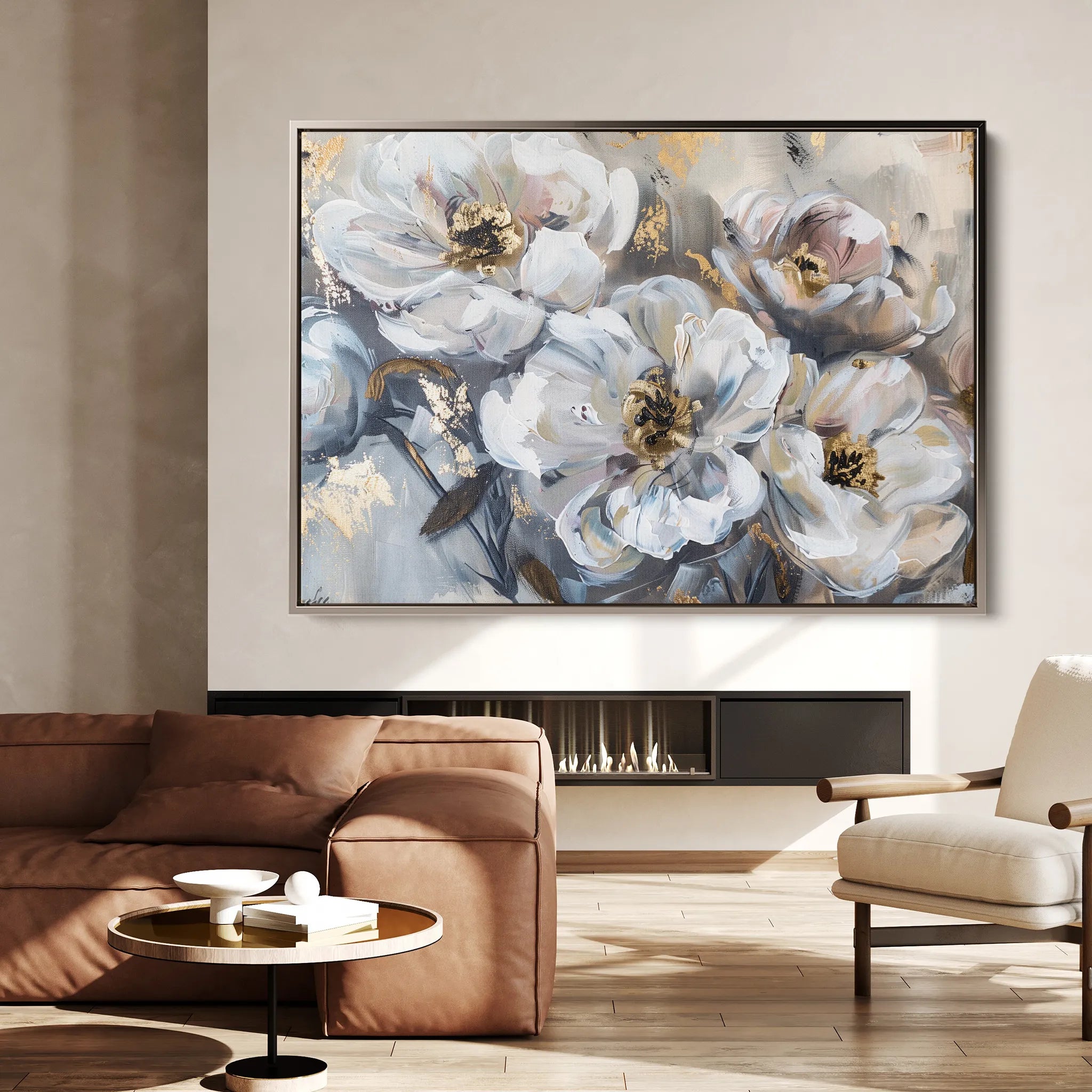Floral 803 Canvas Art 60 x 40 cm / Black