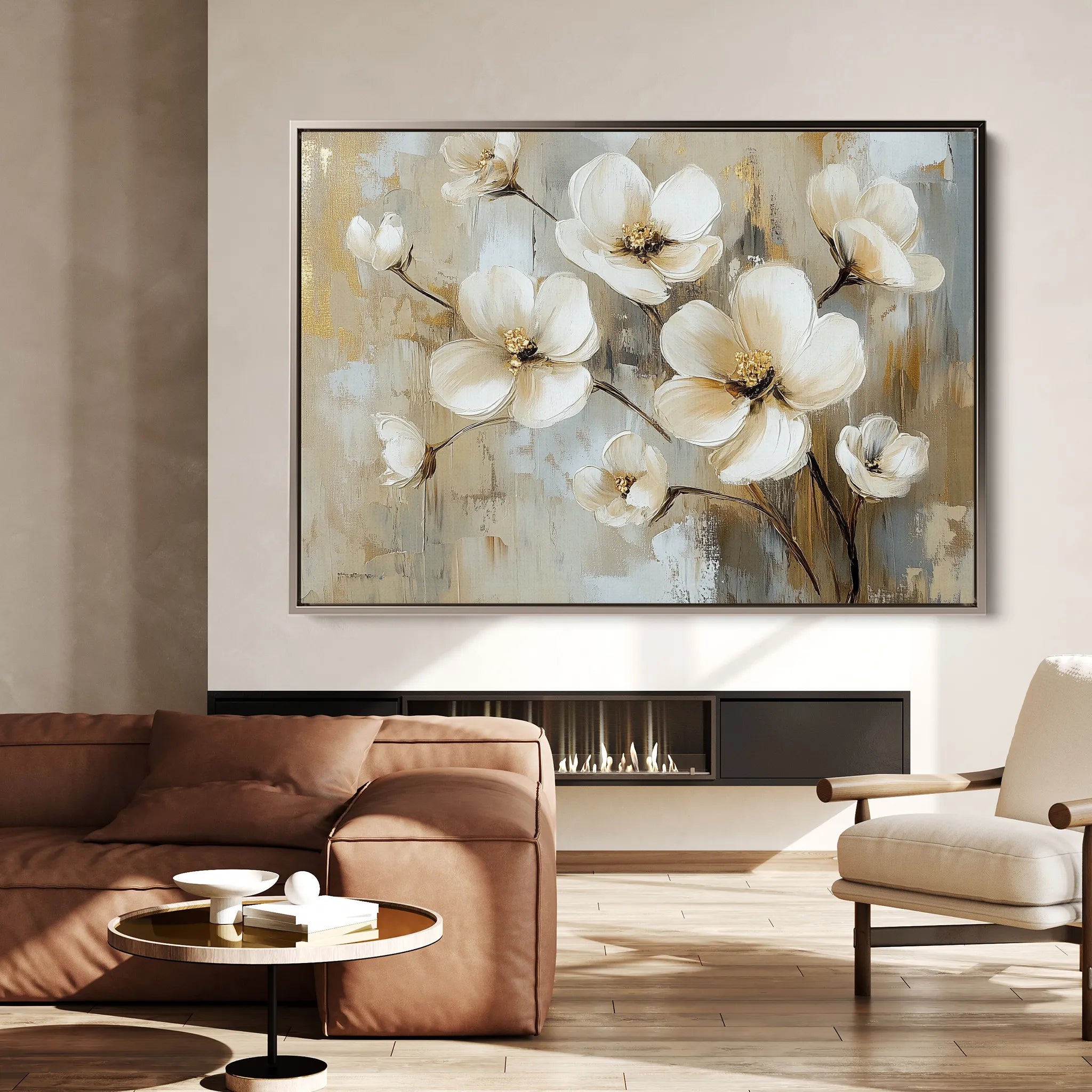 Floral 808 Canvas Art 60 x 40 cm / Black
