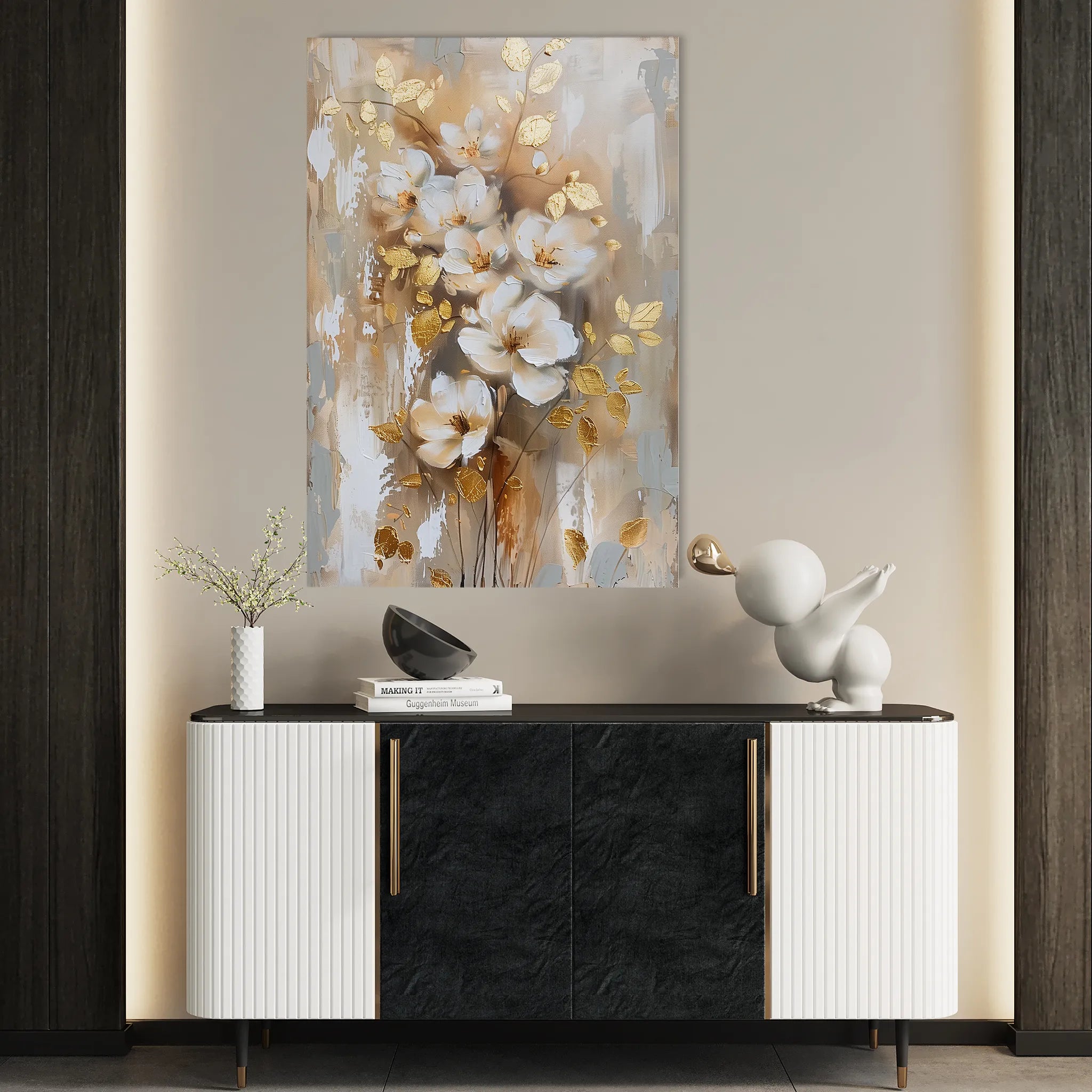 Floral 813 Canvas Art 60 x 40 cm / Black