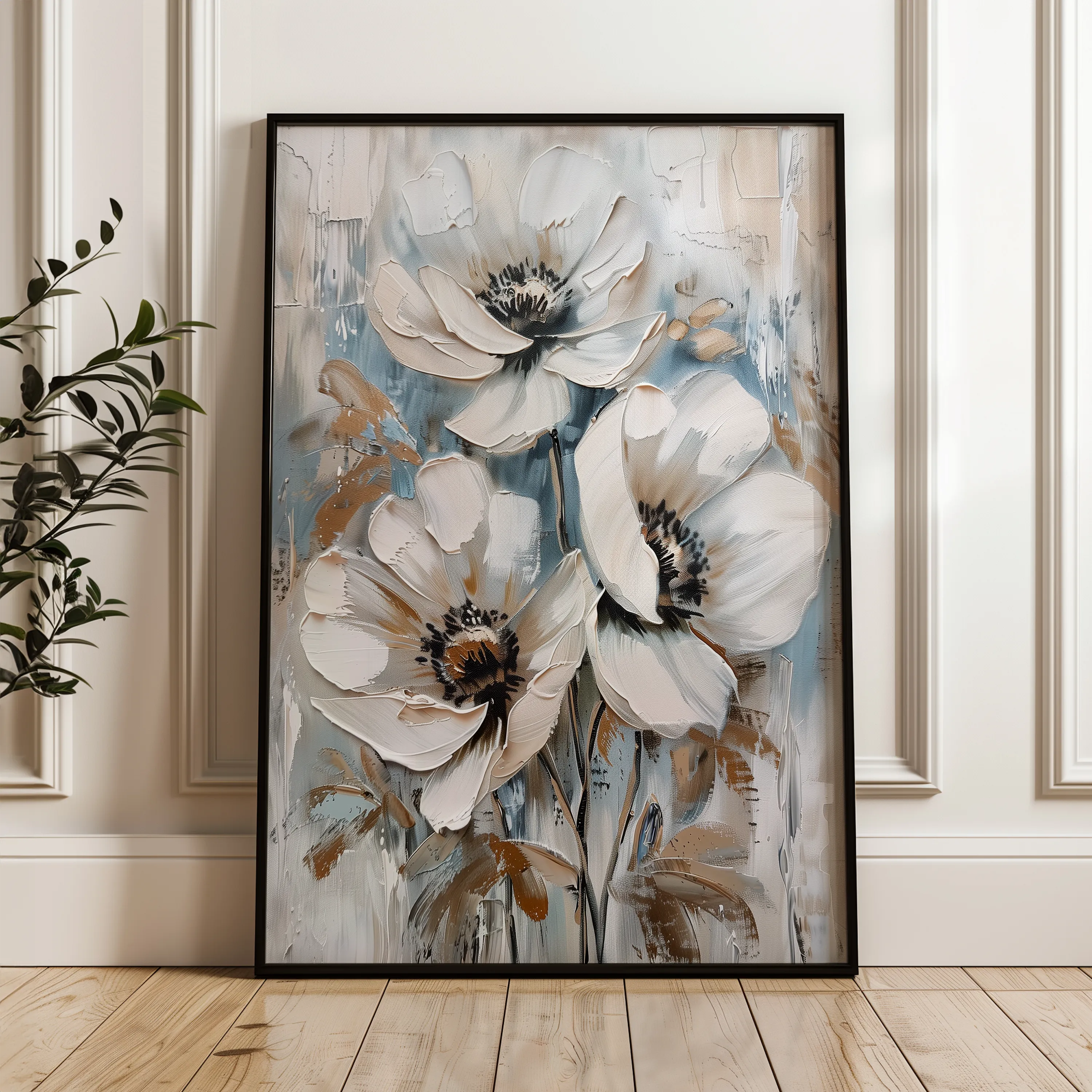 Floral 814 Canvas Art 60 x 40 cm / Black