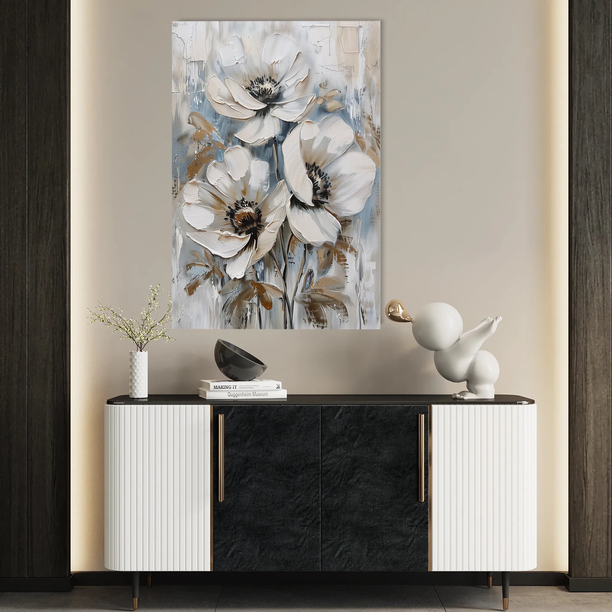 Floral 814 Canvas Art 60 x 40 cm / Black