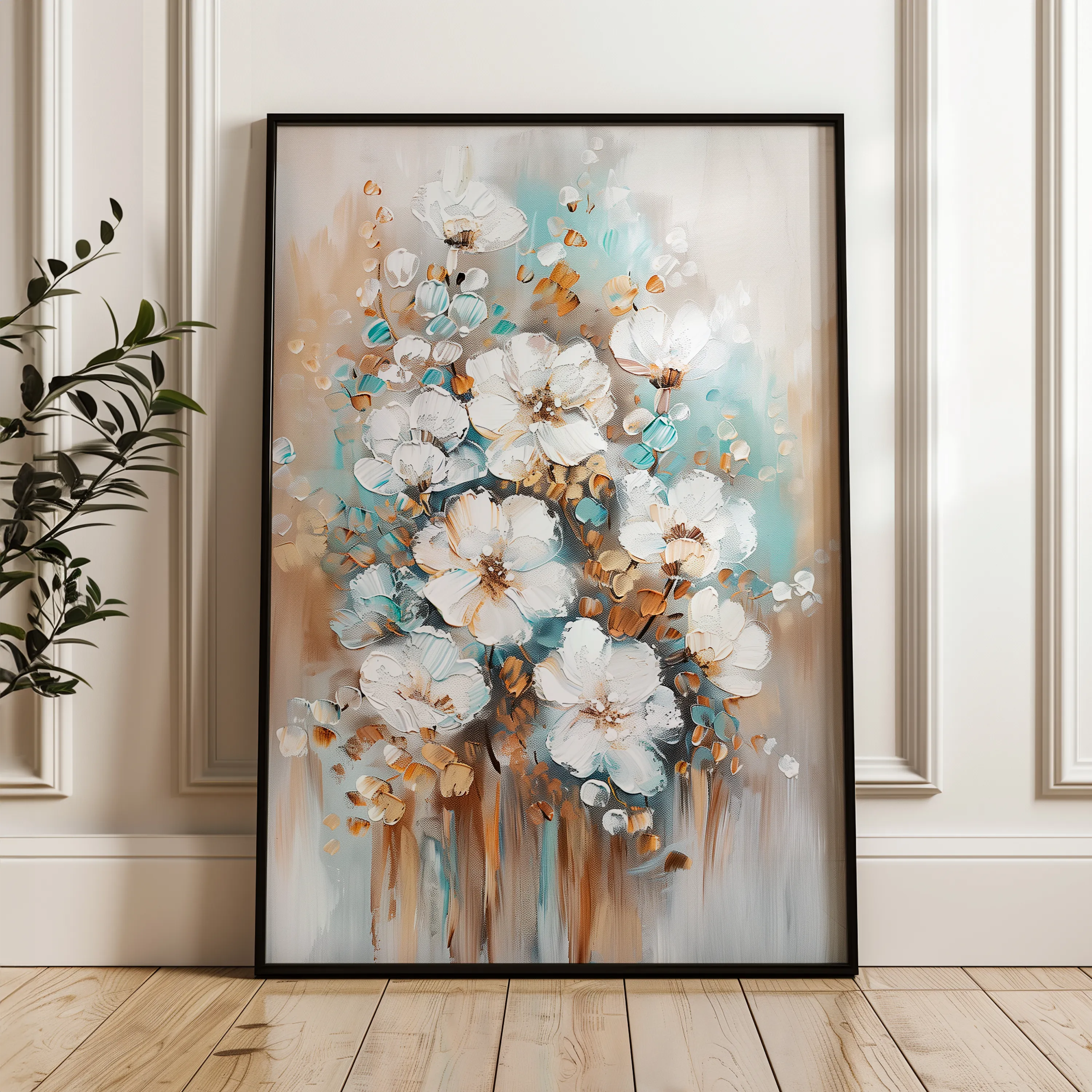 Floral 815 Canvas Art 60 x 40 cm / Black