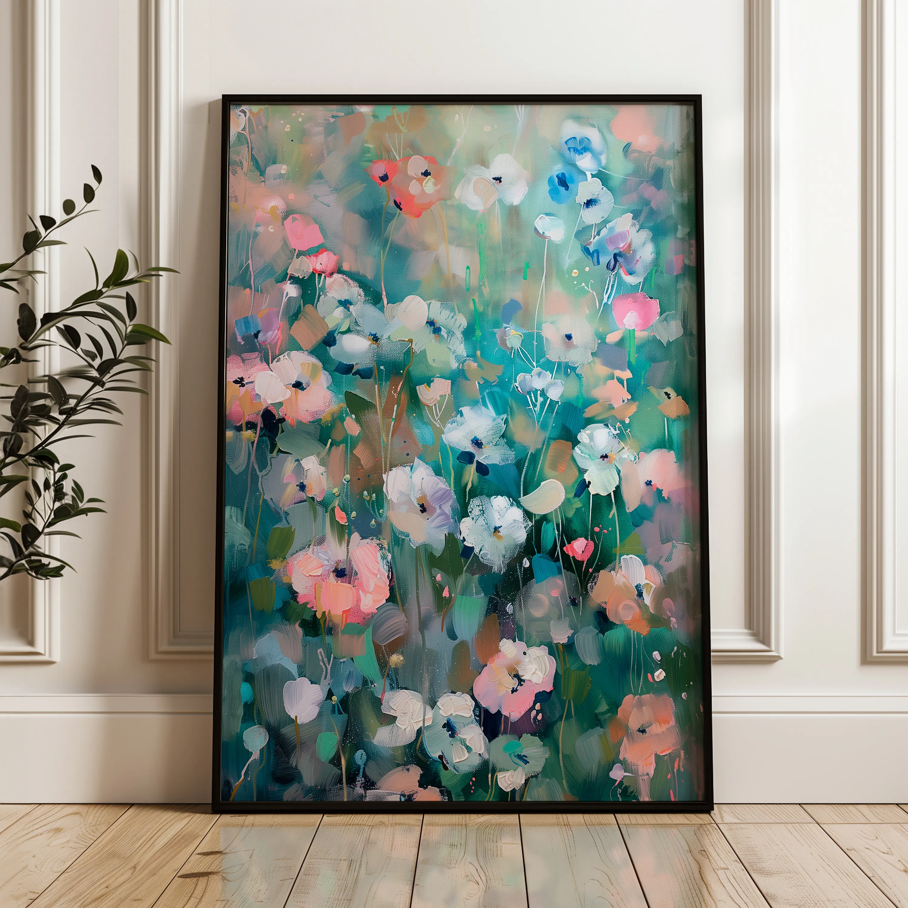 Floral 816 Canvas Art 60 x 40 cm / Black