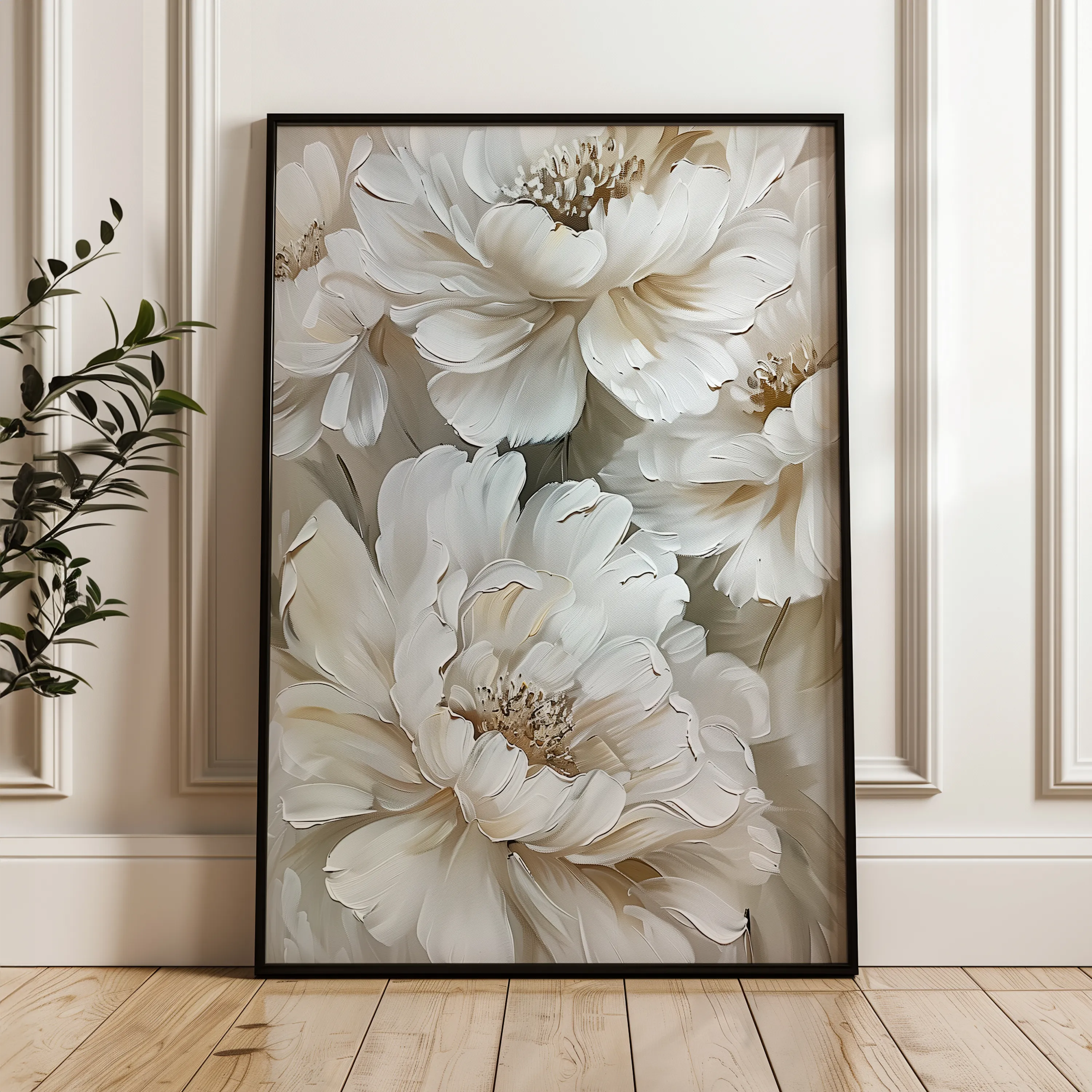 Floral 817 Canvas Art 60 x 40 cm / Black