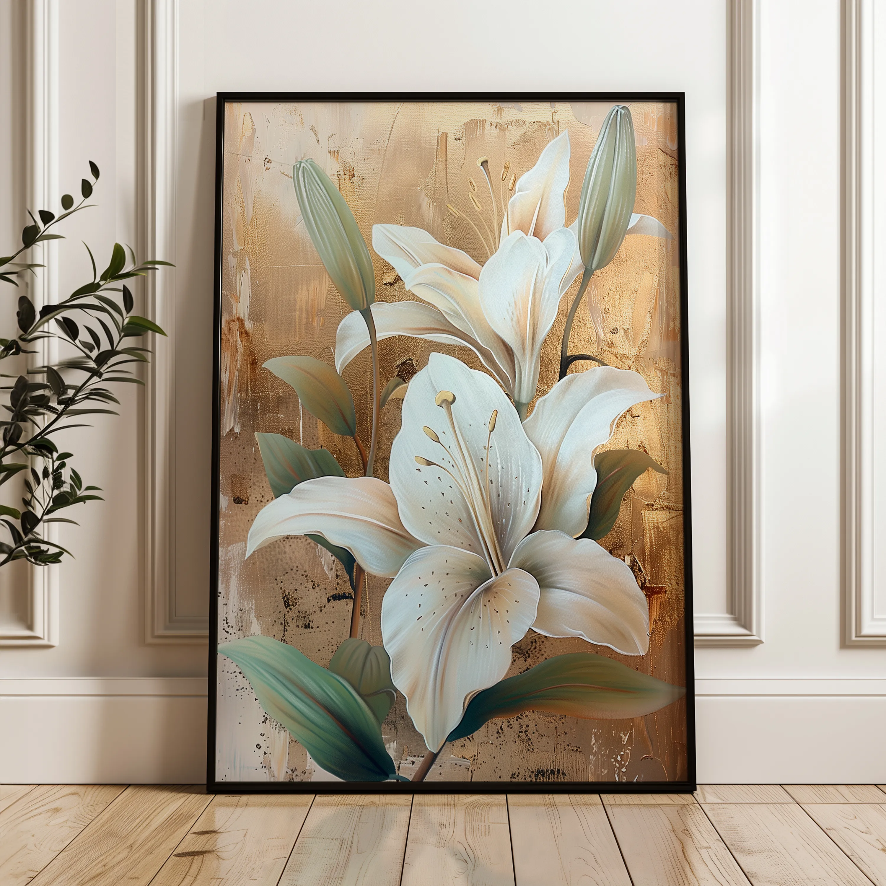 Floral 818 Canvas Art 60 x 40 cm / Black