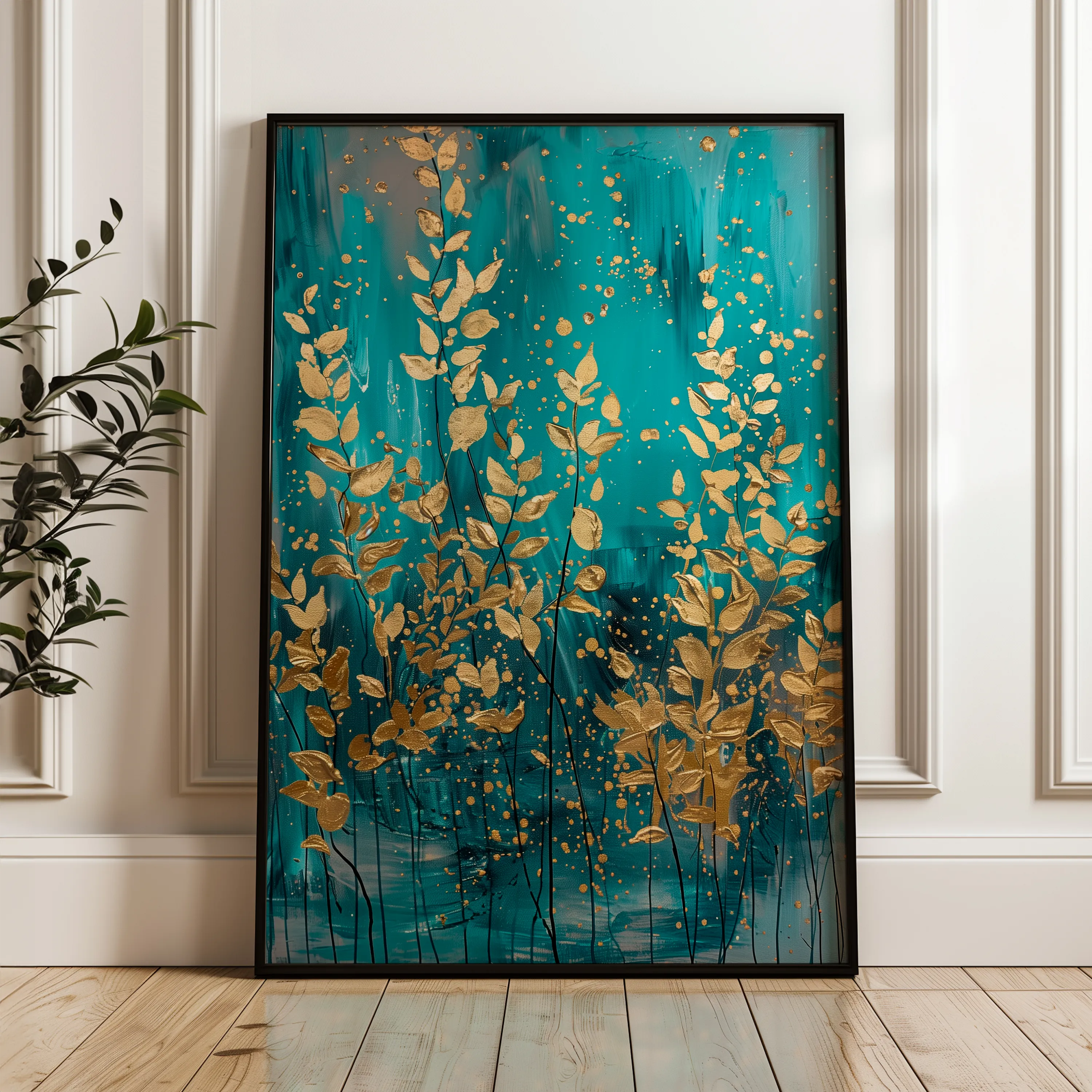 Floral 819 Canvas Art 60 x 40 cm / Black