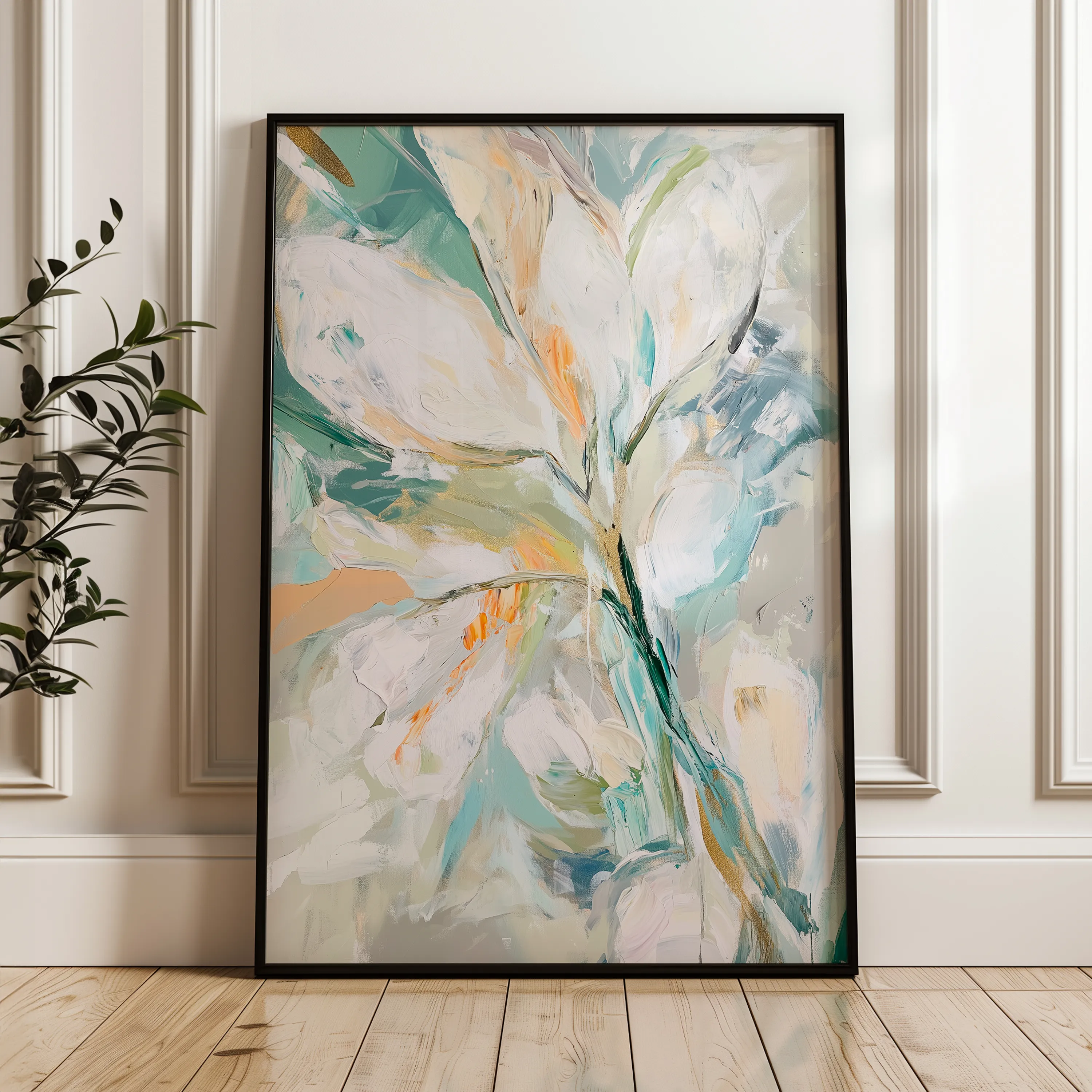 Floral 821 Canvas Art 60 x 40 cm / Black