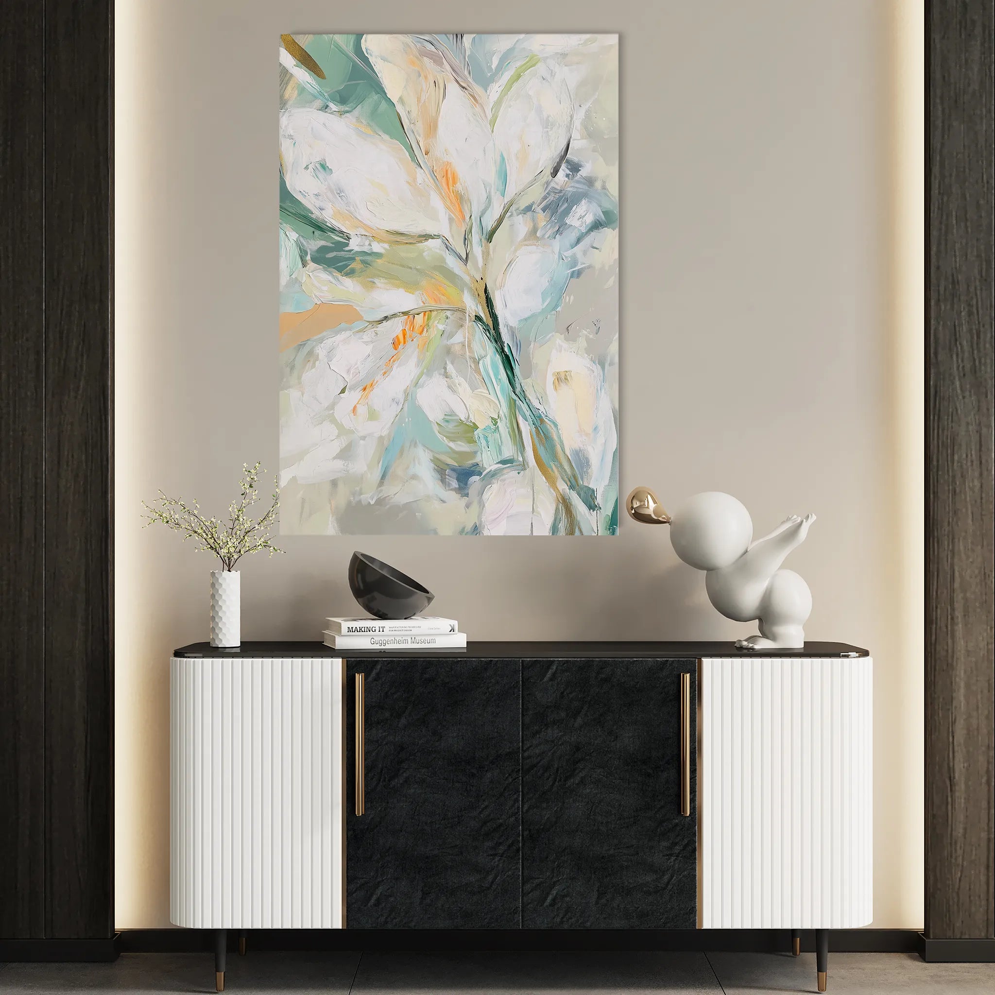 Floral 821 Canvas Art 60 x 40 cm / Black