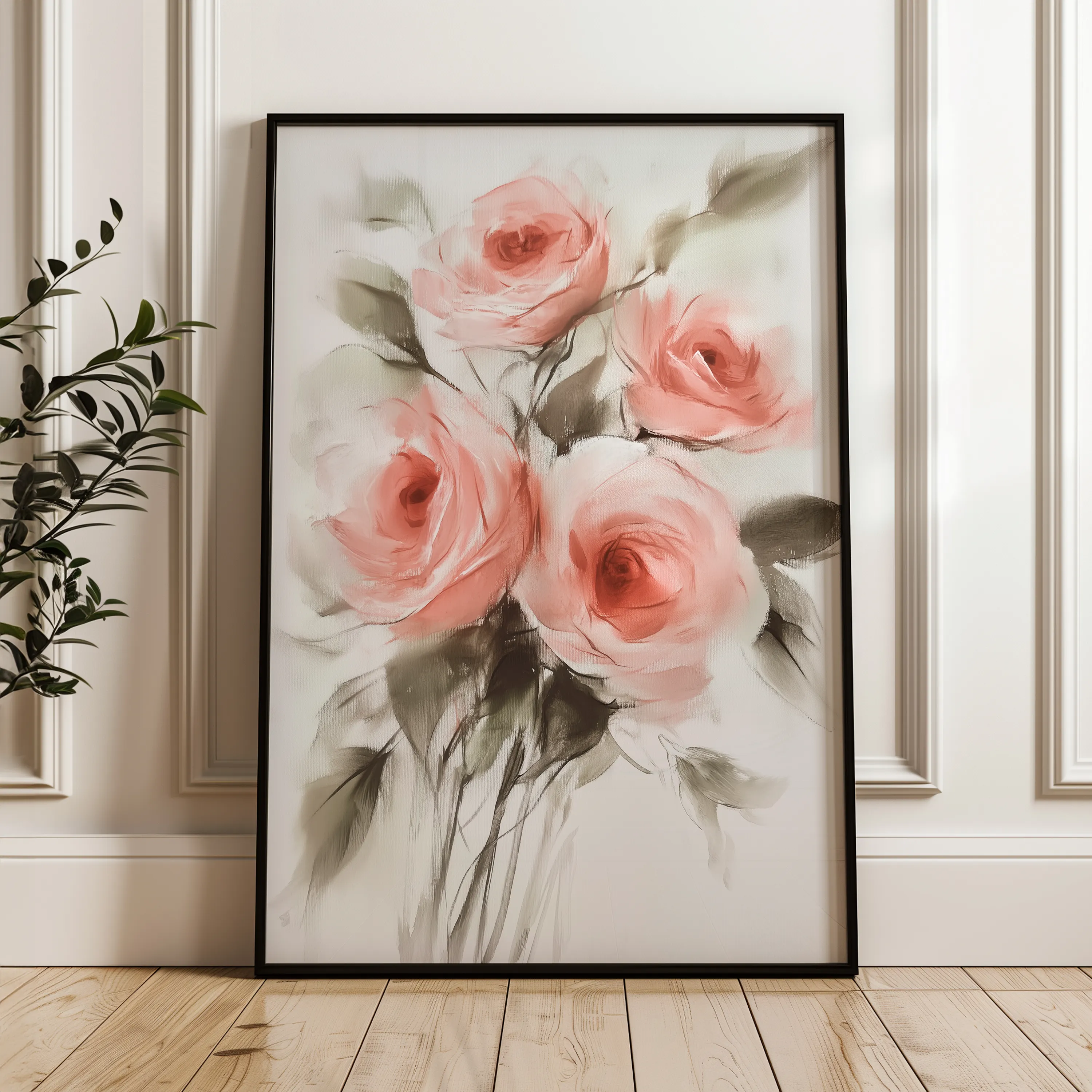 Floral 822 Canvas Art 60 x 40 cm / Black
