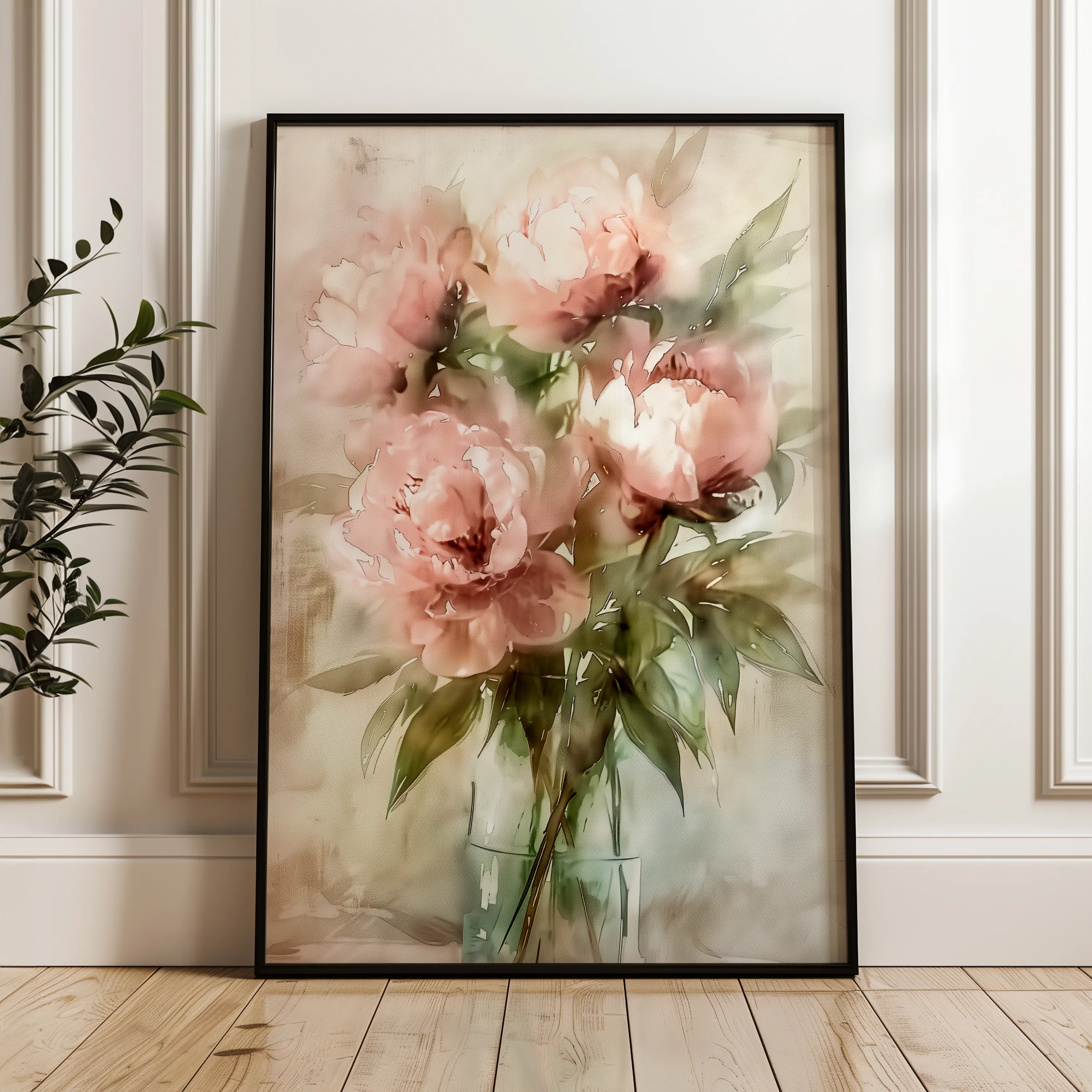 Floral 823 Canvas Art 60 x 40 cm / Black