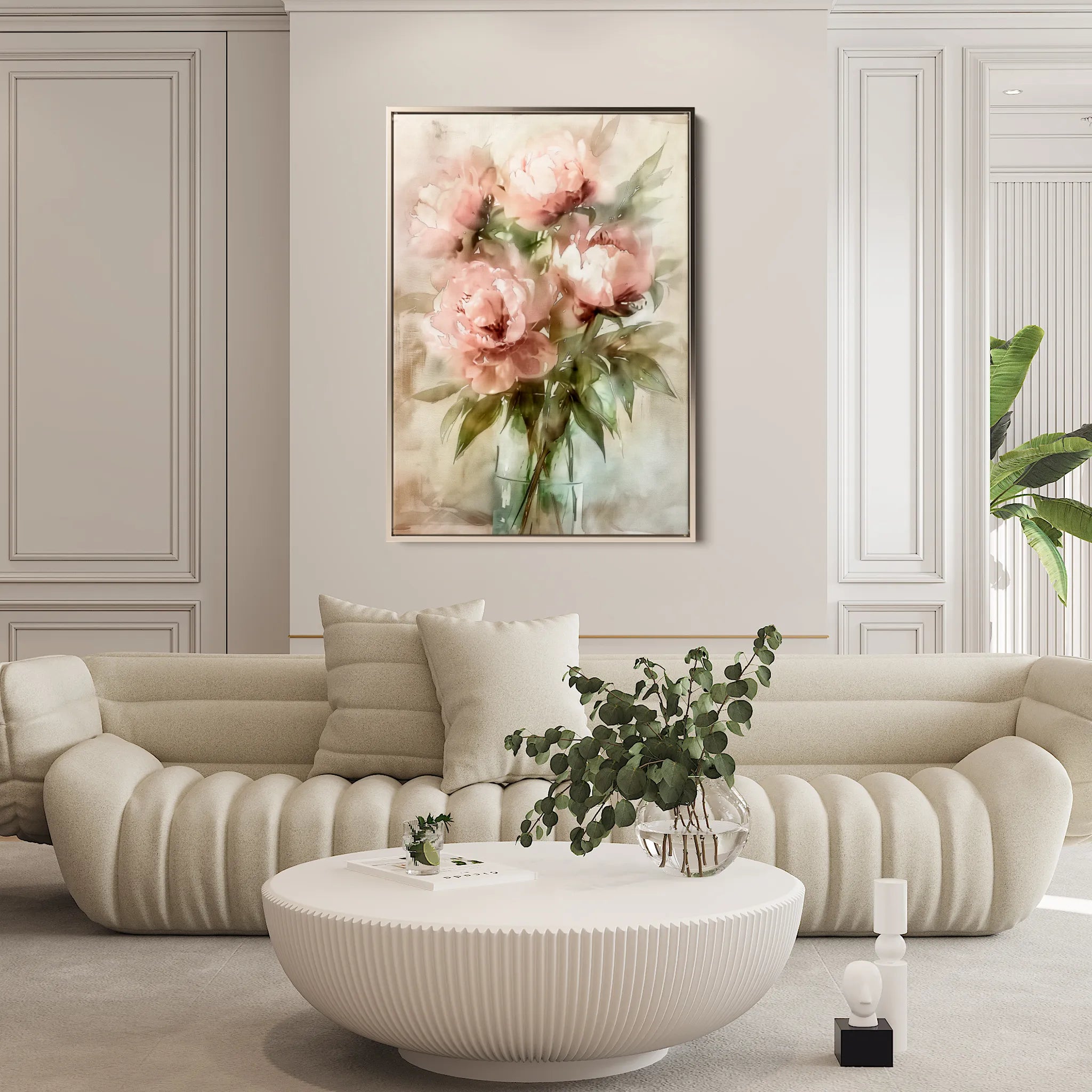 Floral 823 Canvas Art 60 x 40 cm / Black