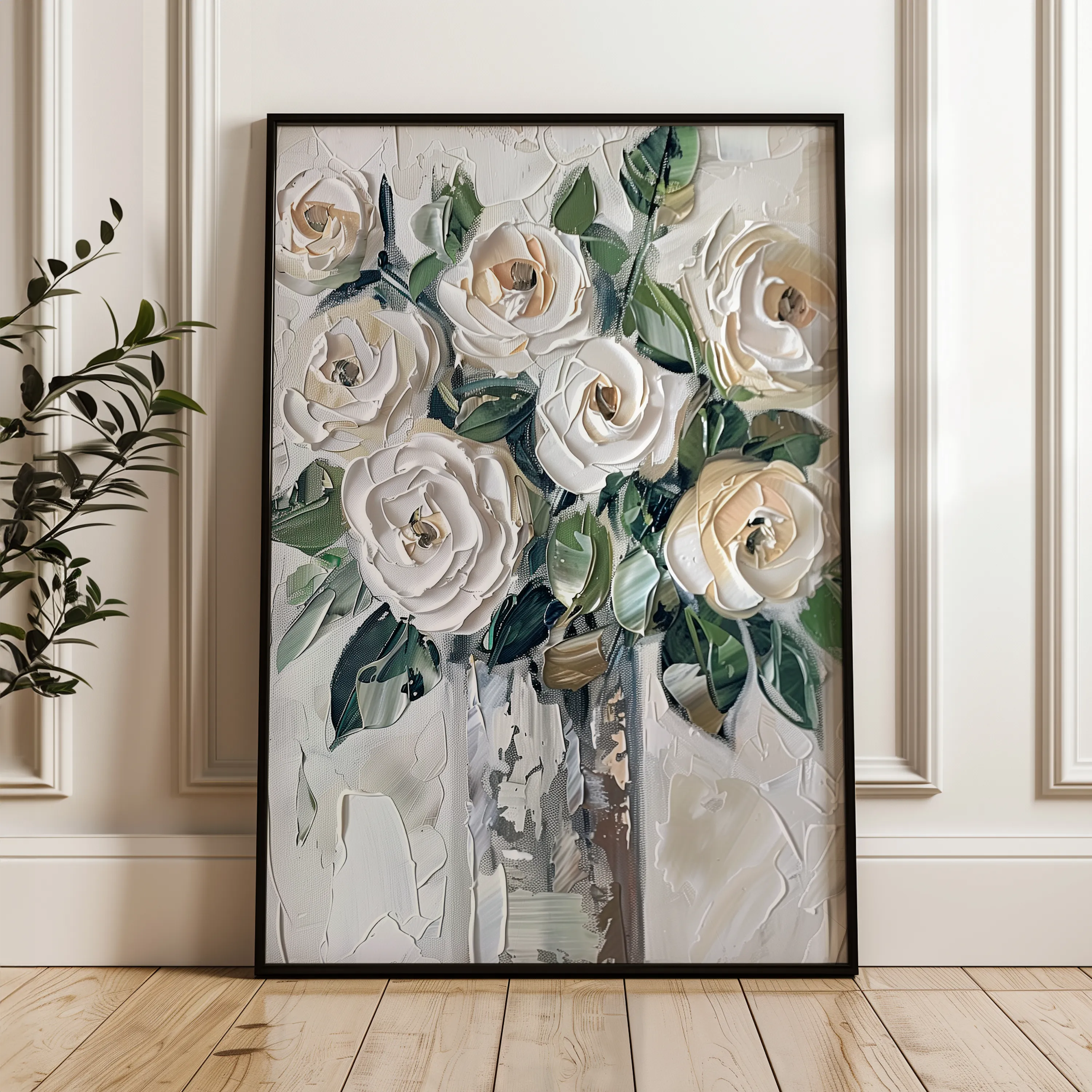Floral 824 Canvas Art 60 x 40 cm / Black