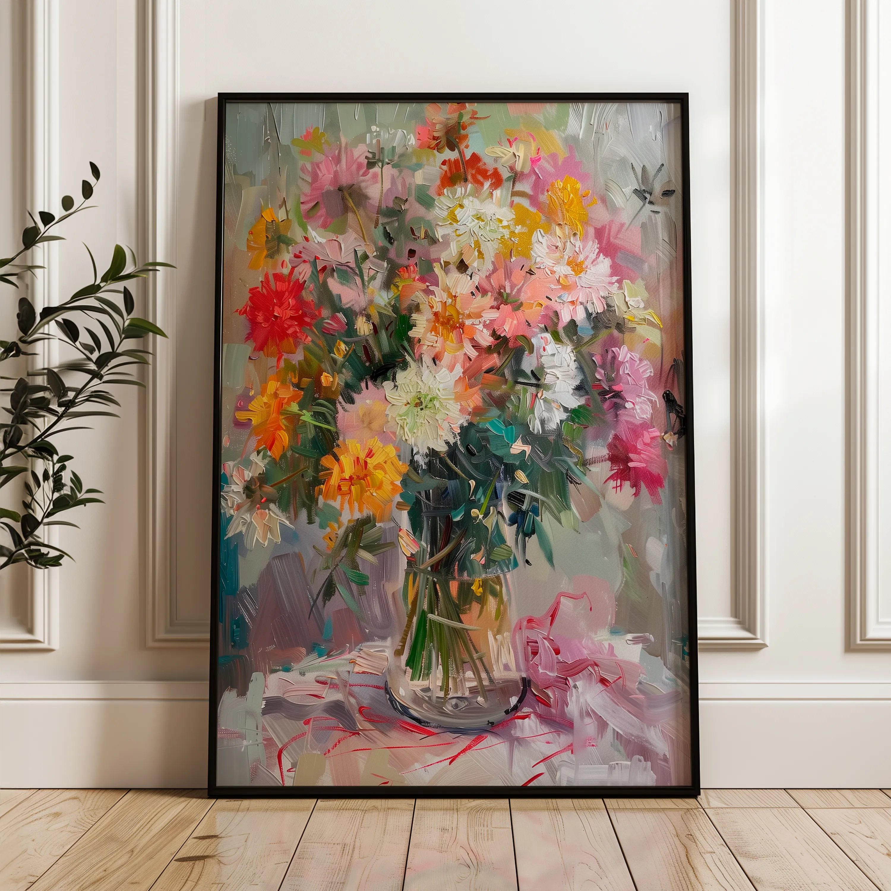 Floral 825 Canvas Art 60 x 40 cm / Black