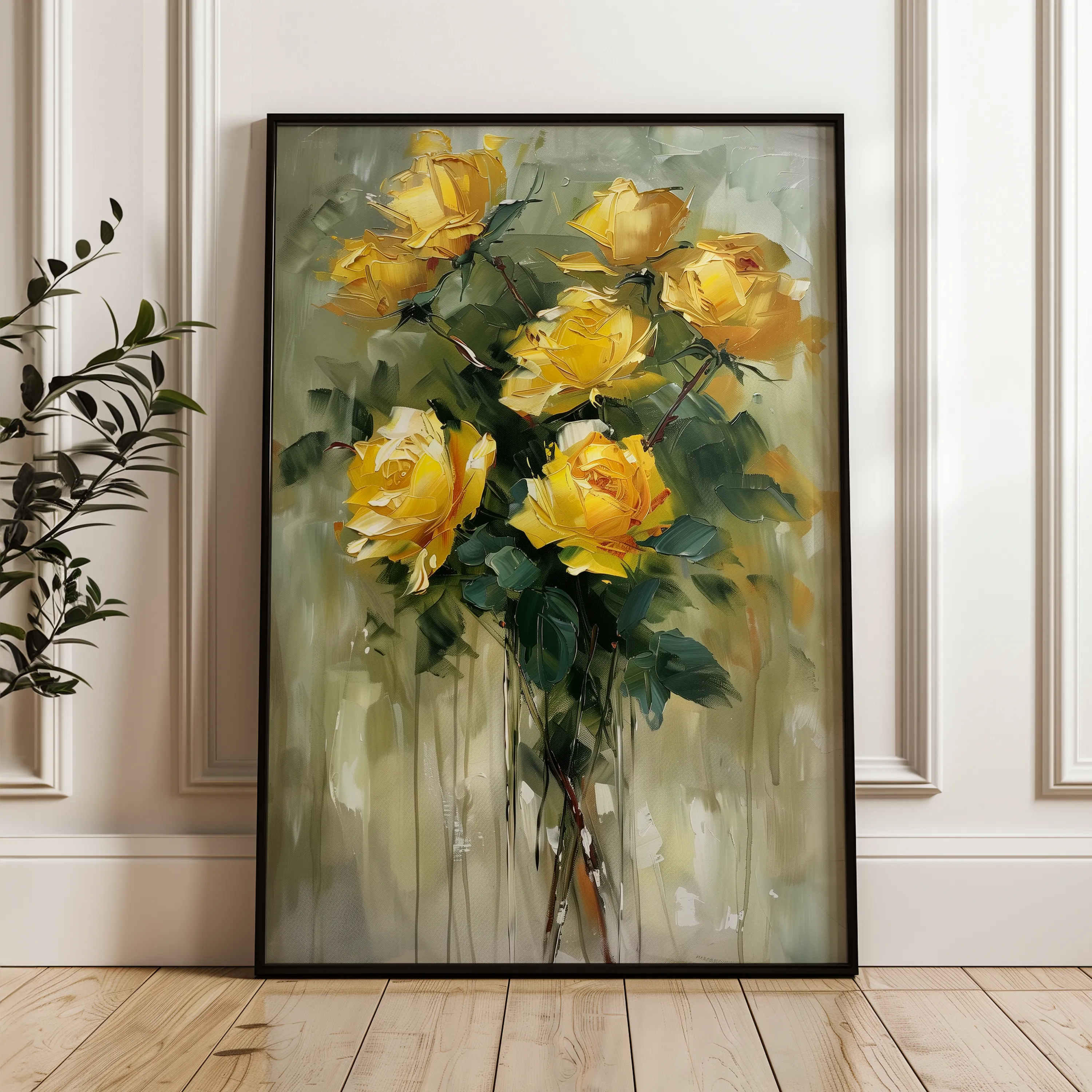 Floral 826 Canvas Art 60 x 40 cm / Black