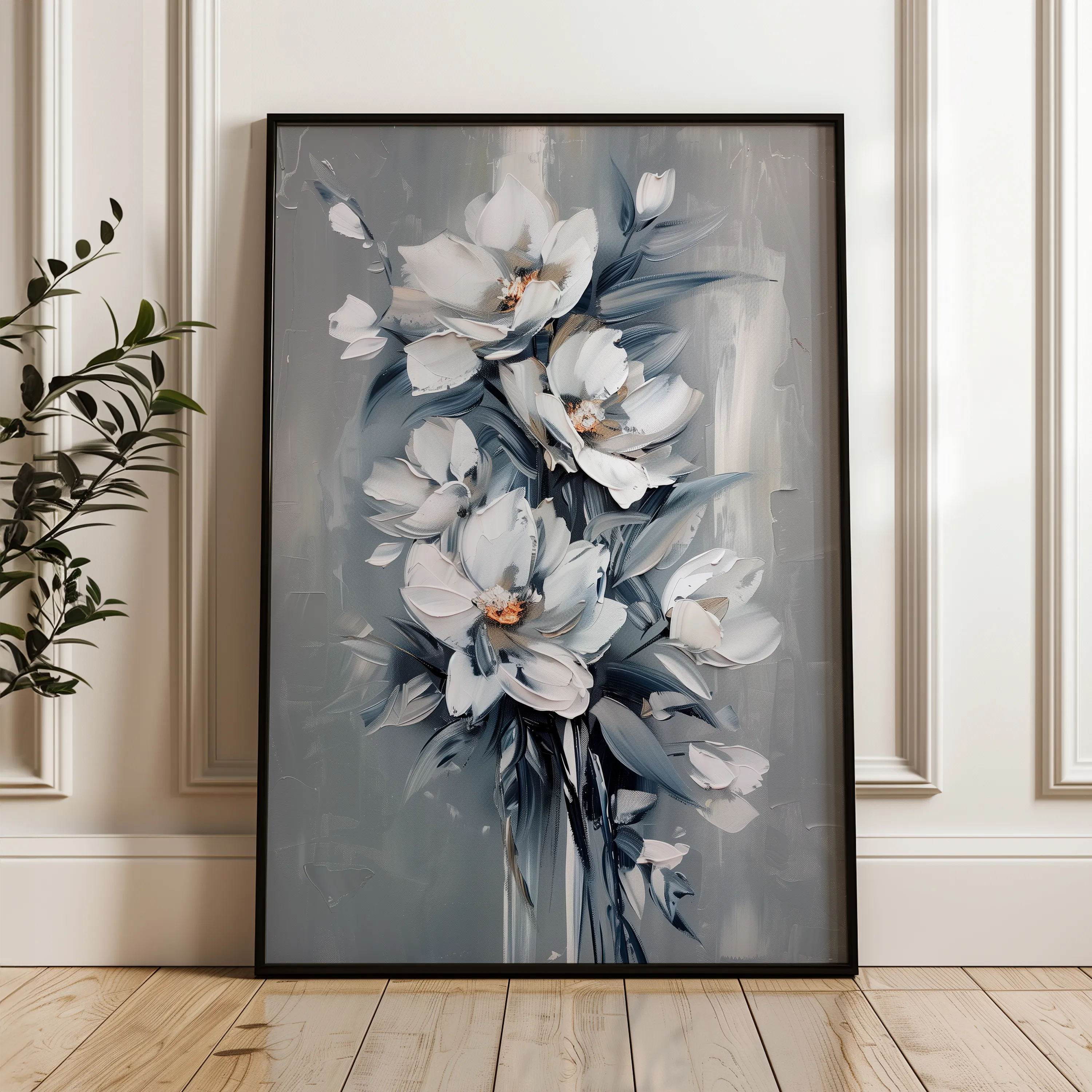 Floral 827 Canvas Art 60 x 40 cm / Black