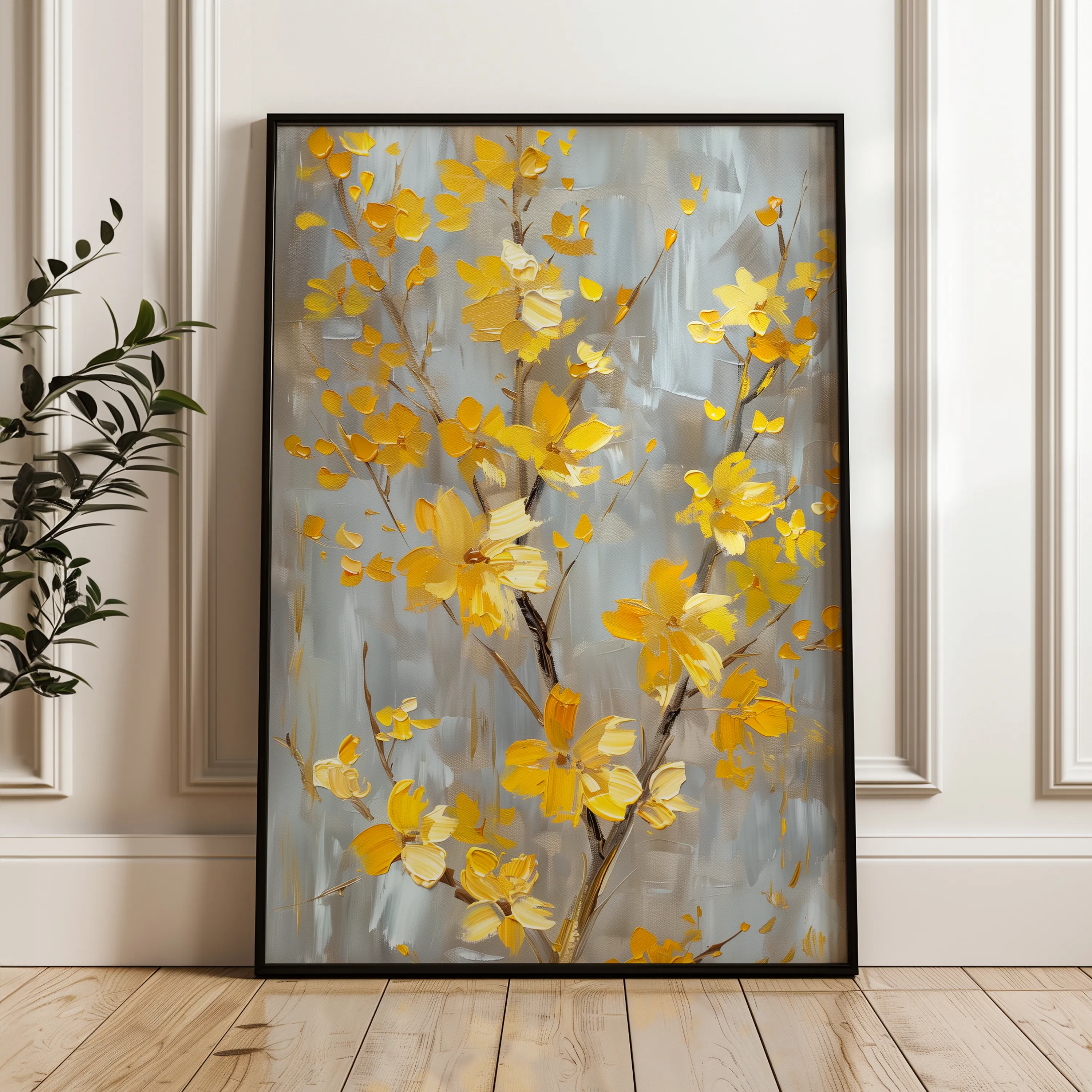 Floral 829 Canvas Art 60 x 40 cm / Black