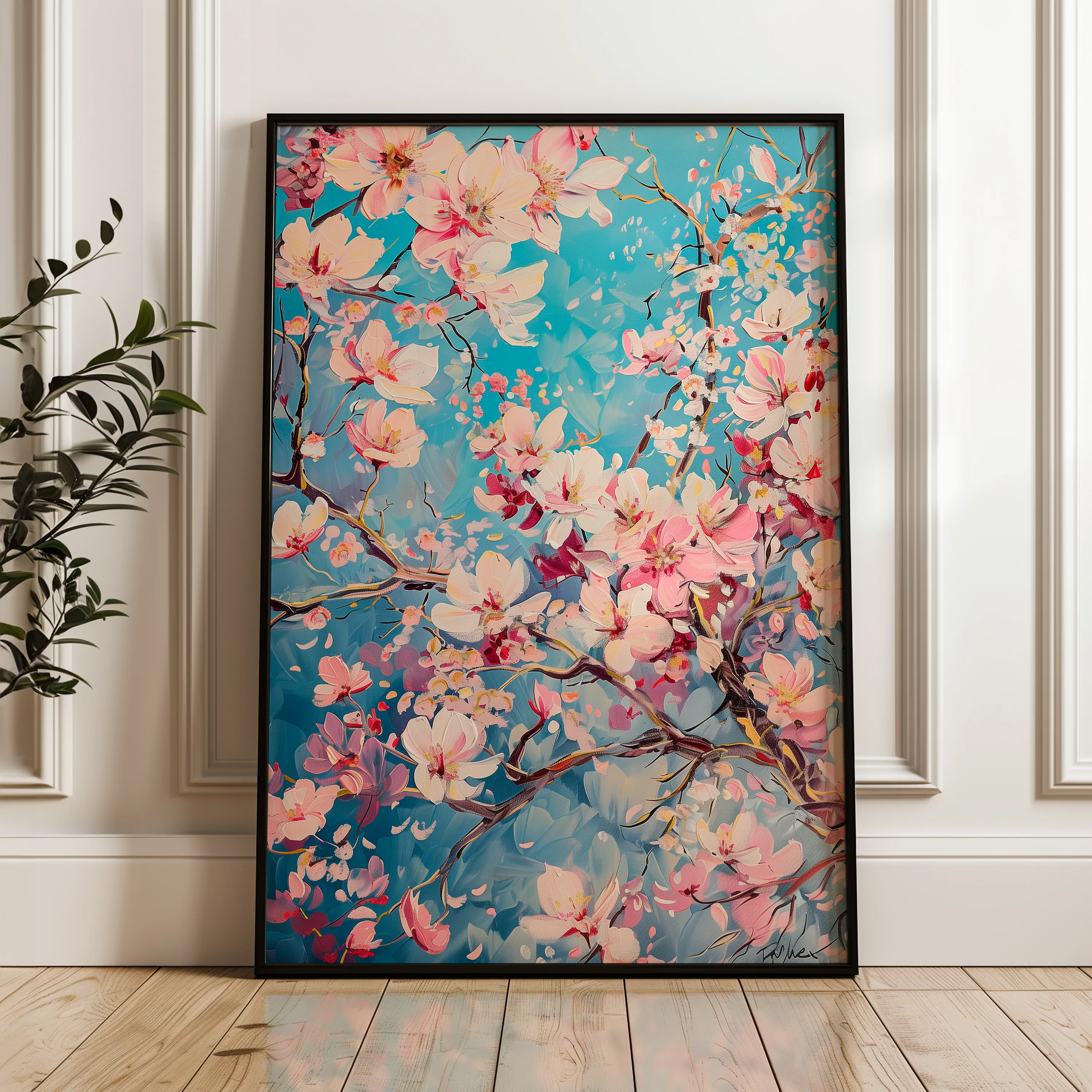 Floral 830 Canvas Art 60 x 40 cm / Black