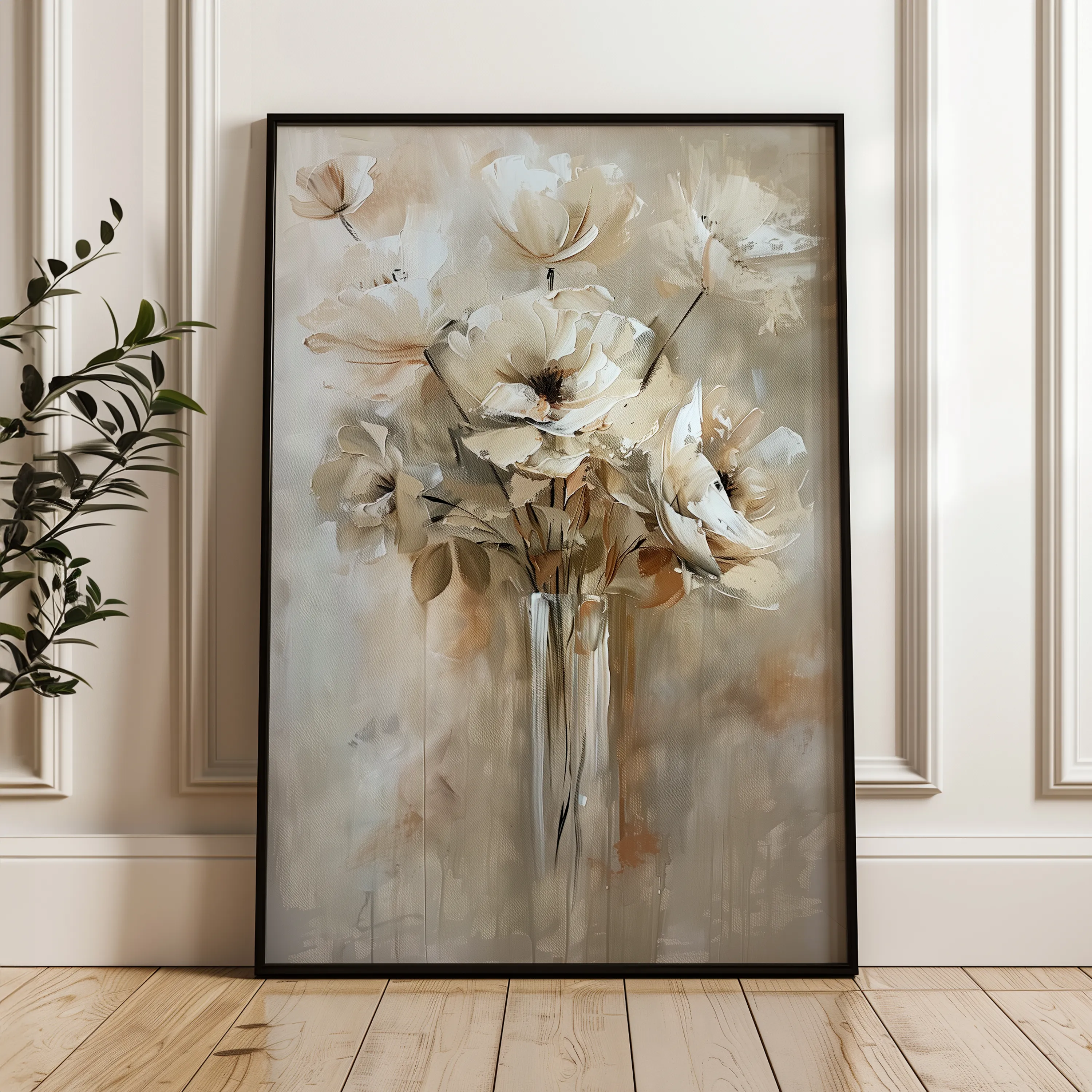 Floral 833 Canvas Art 60 x 40 cm / Black