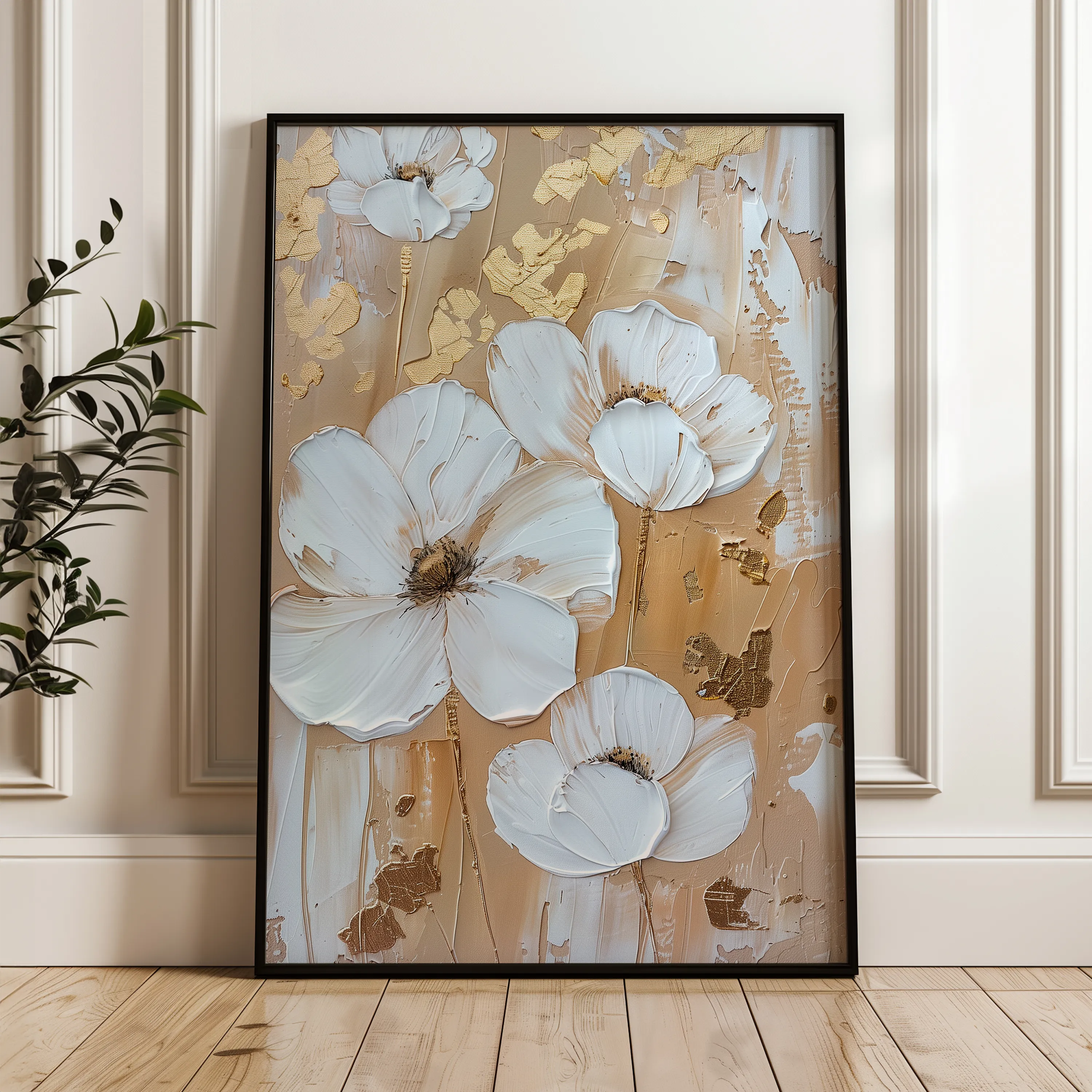 Floral 834 Canvas Art 60 x 40 cm / Black