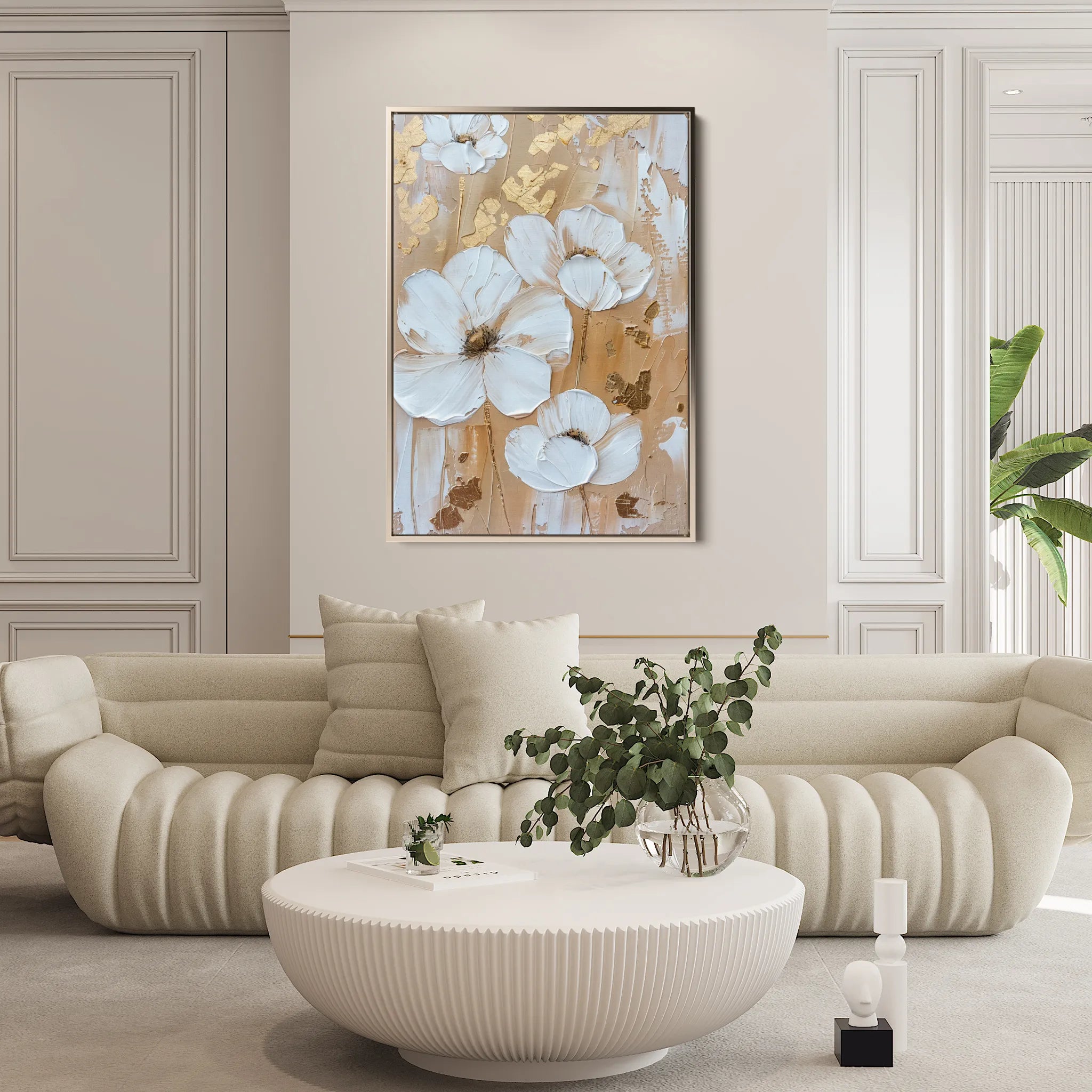 Floral 834 Canvas Art 60 x 40 cm / Black