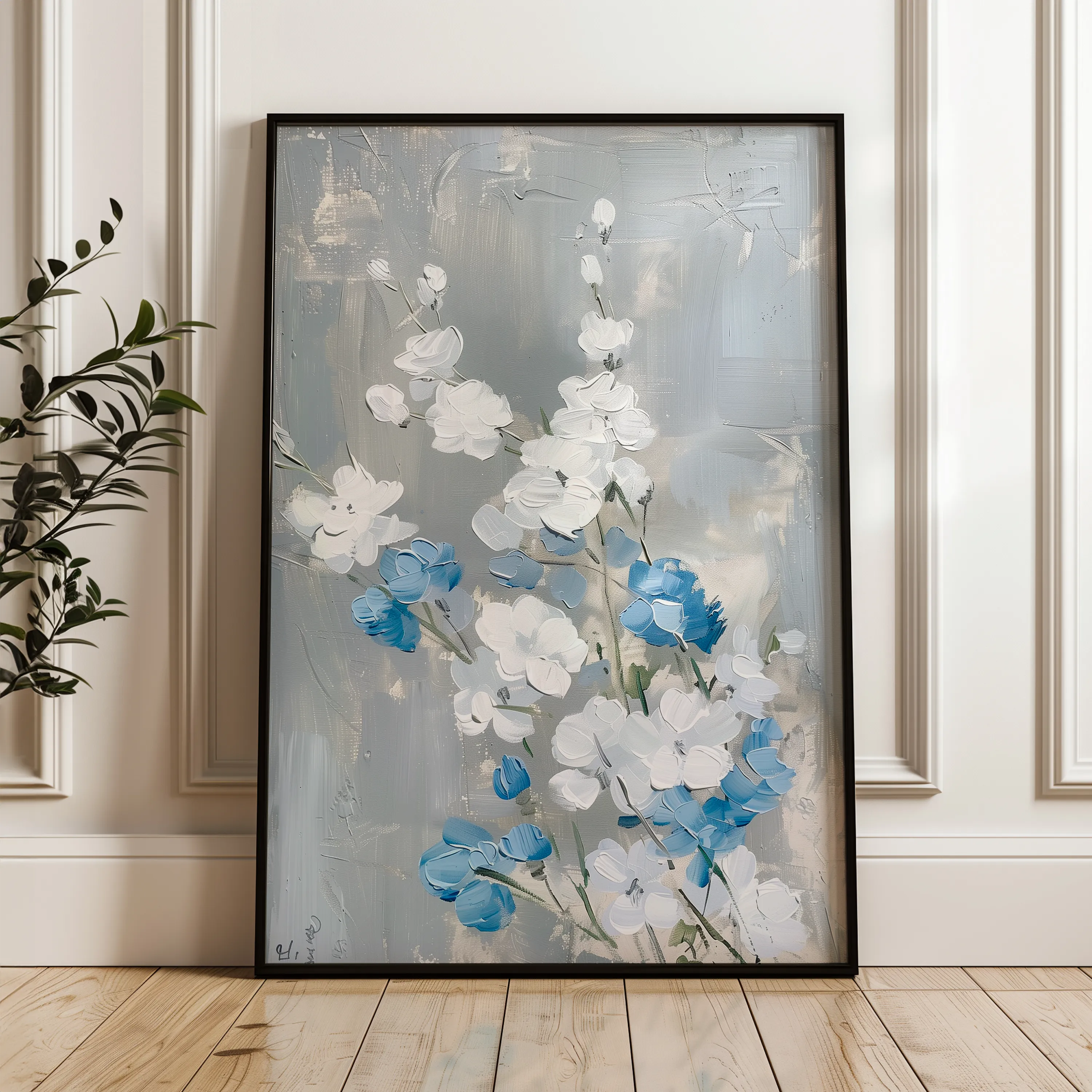 Floral 835 Canvas Art 60 x 40 cm / Black