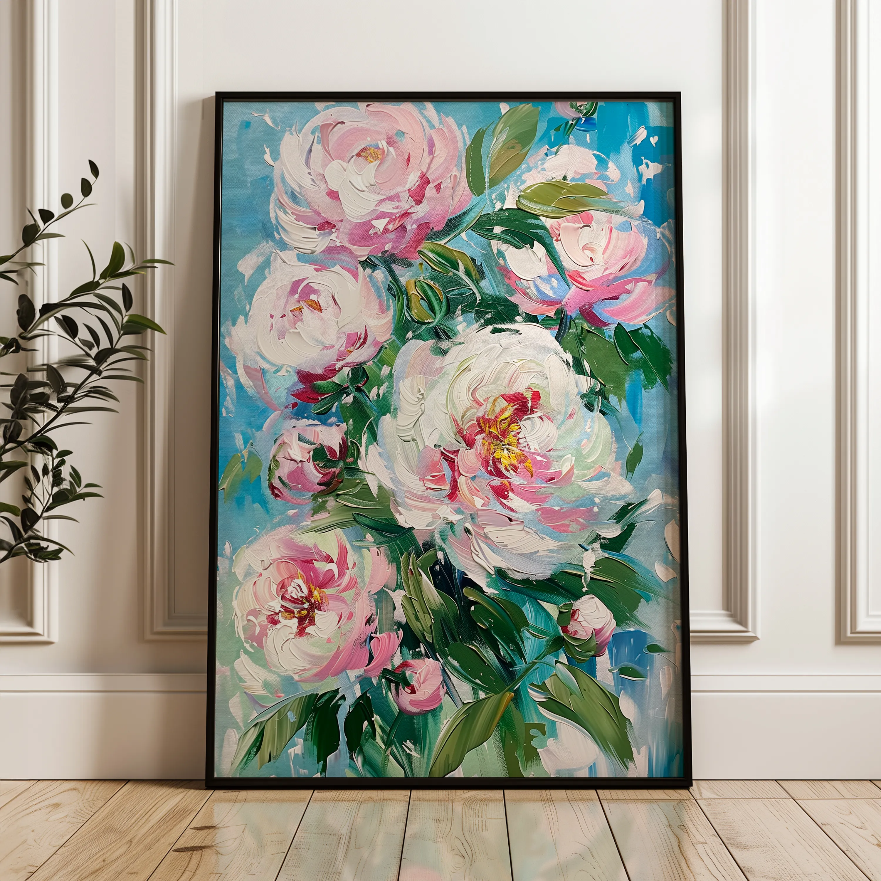 Floral 837 Canvas Art 60 x 40 cm / Black