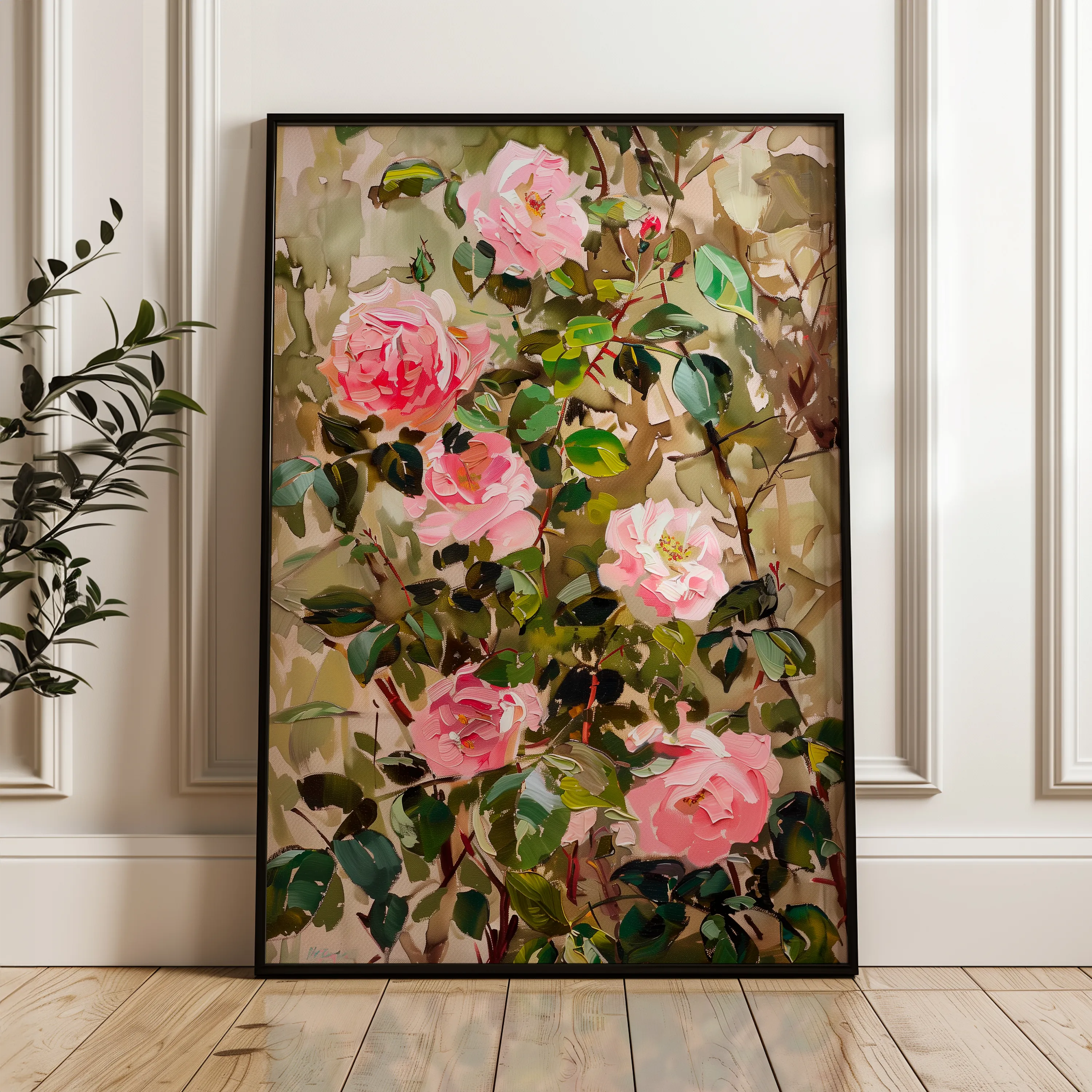 Floral 840 Canvas Art 60 x 40 cm / Black