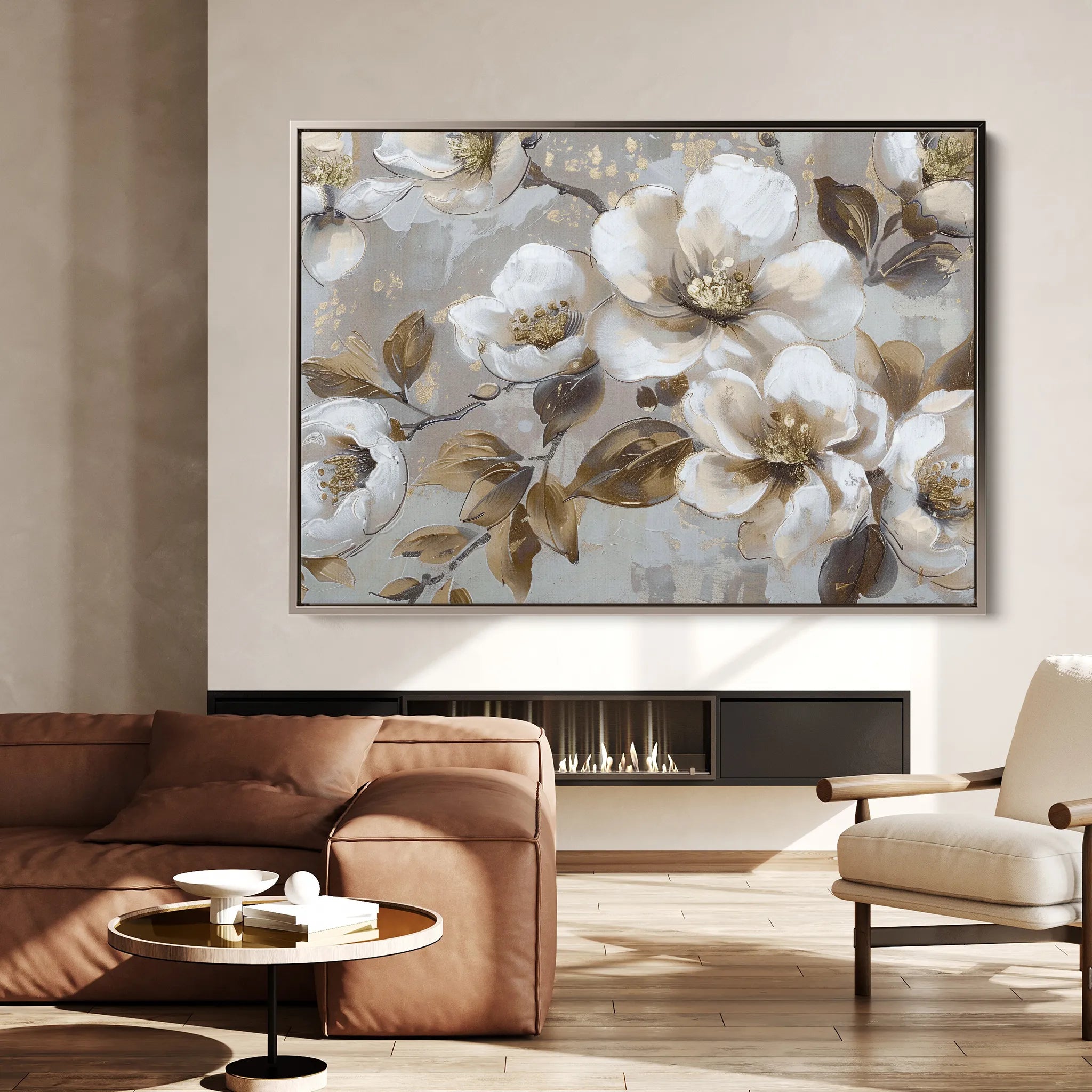 Floral 843 Canvas Art 60 x 40 cm / Black