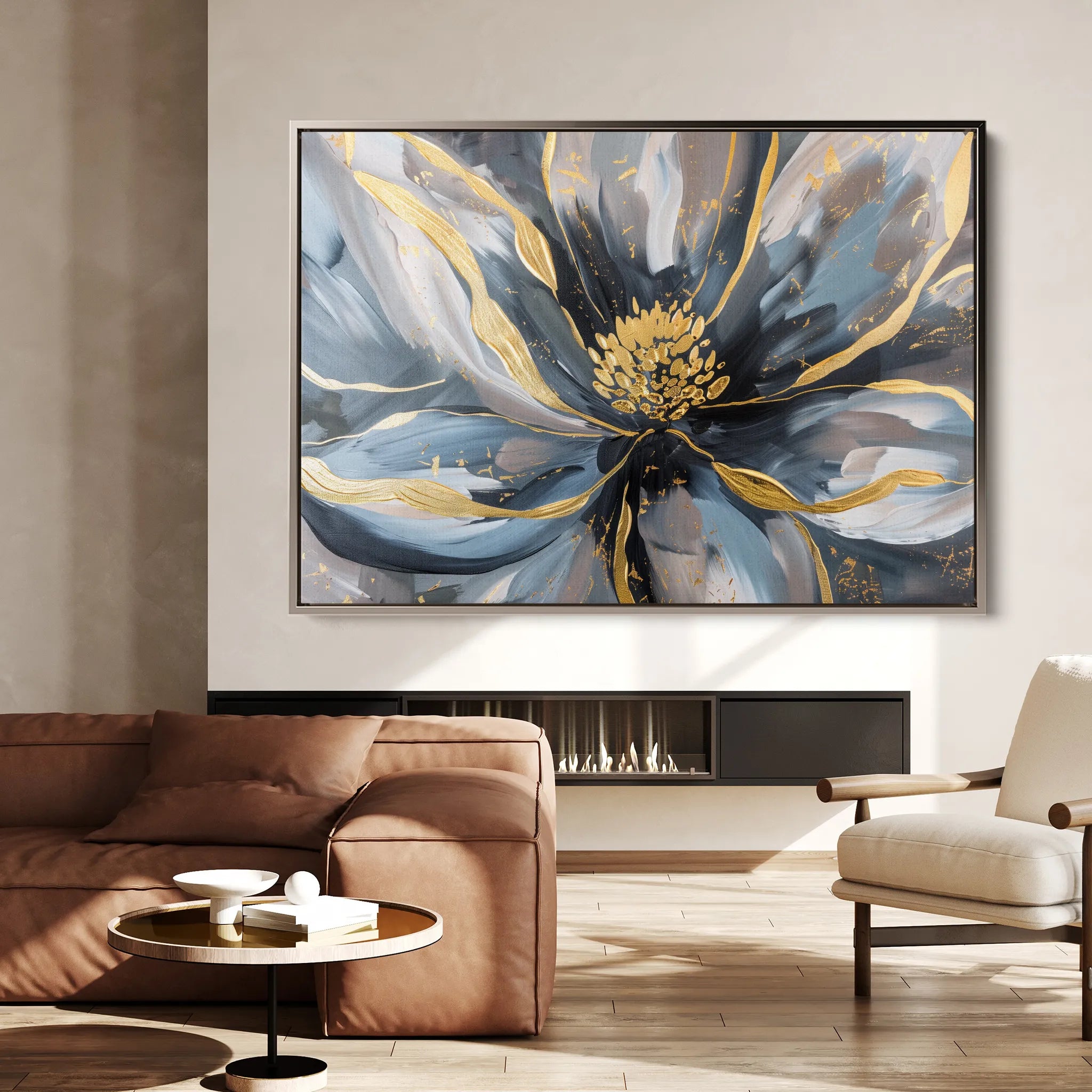 Floral 850 Canvas Art 60 x 40 cm / Black