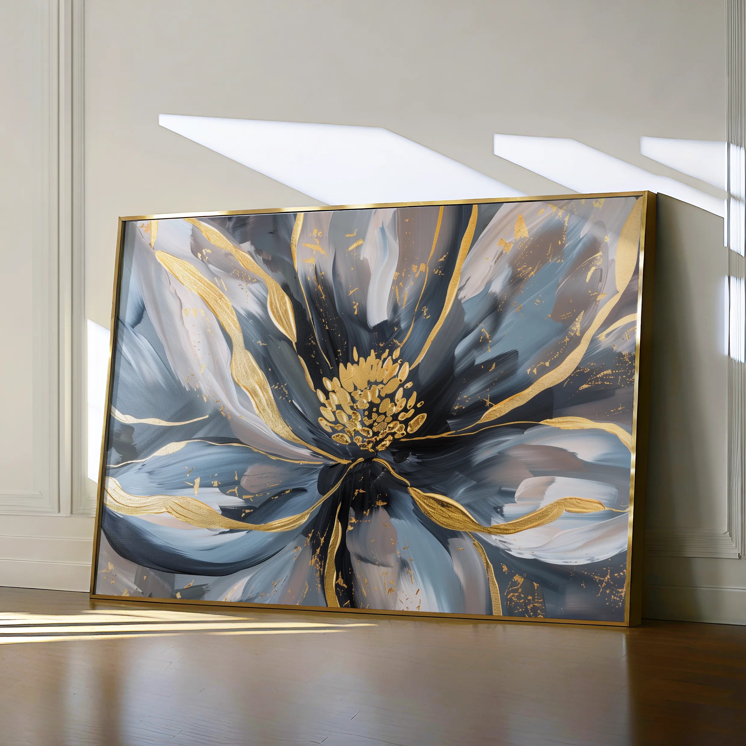Floral 850 Canvas Art 60 x 40 cm / Black