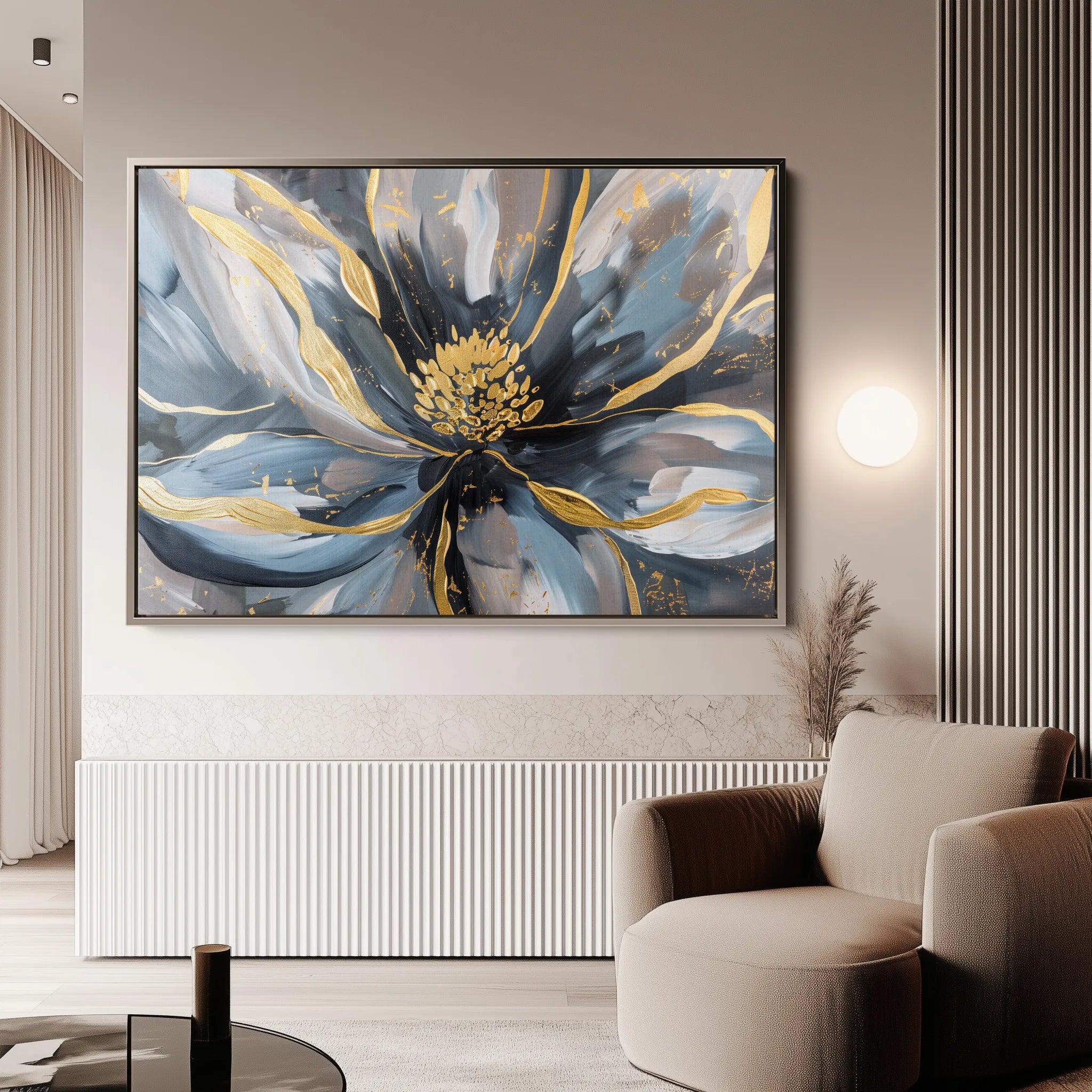Floral 850 Canvas Art 60 x 40 cm / Black