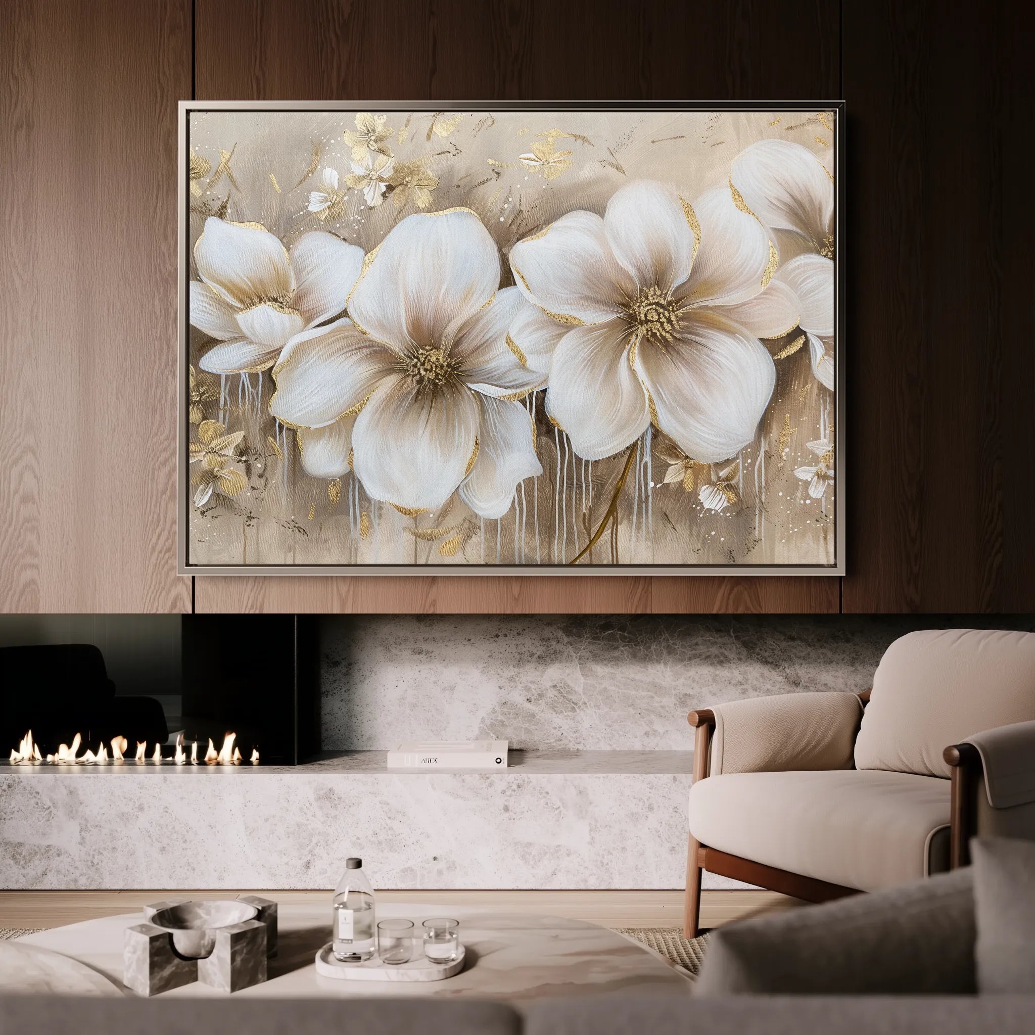 Floral 852 Canvas Art 60 x 40 cm / Black
