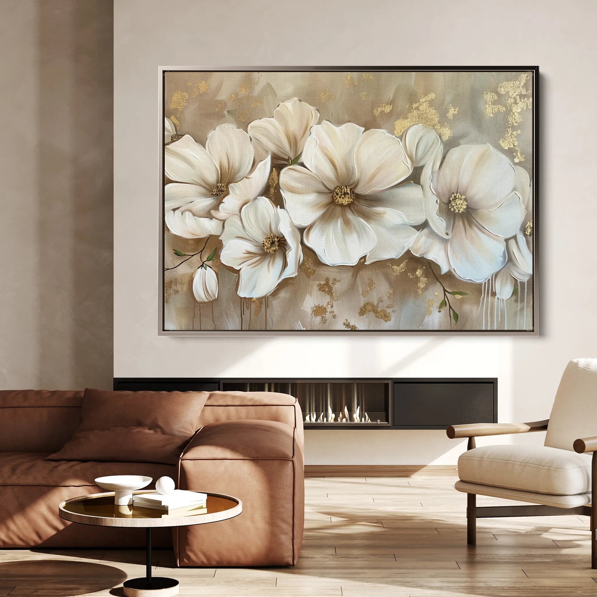 Floral 853 Canvas Art 60 x 40 cm / Black