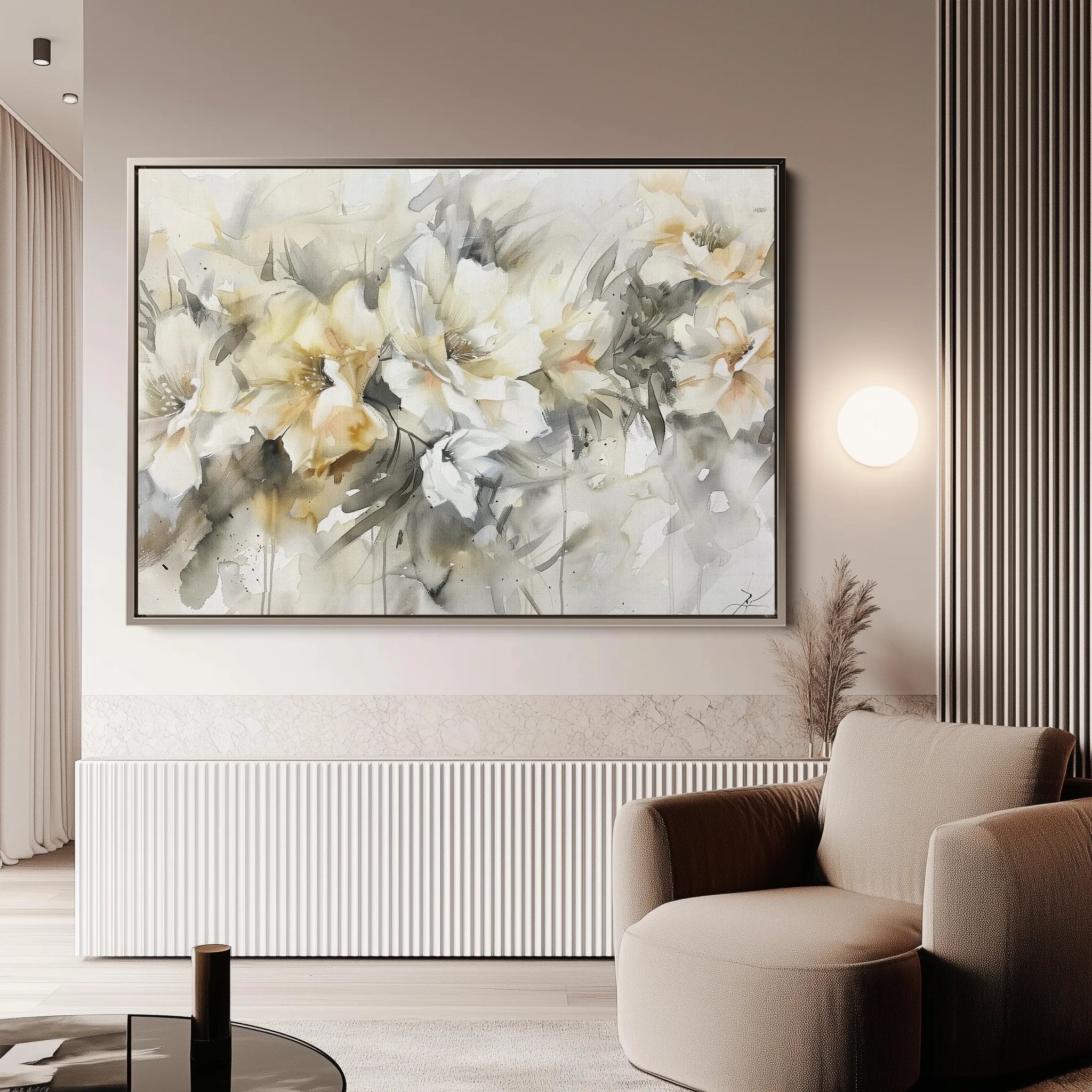 Floral 857 Canvas Art 60 x 40 cm / Black
