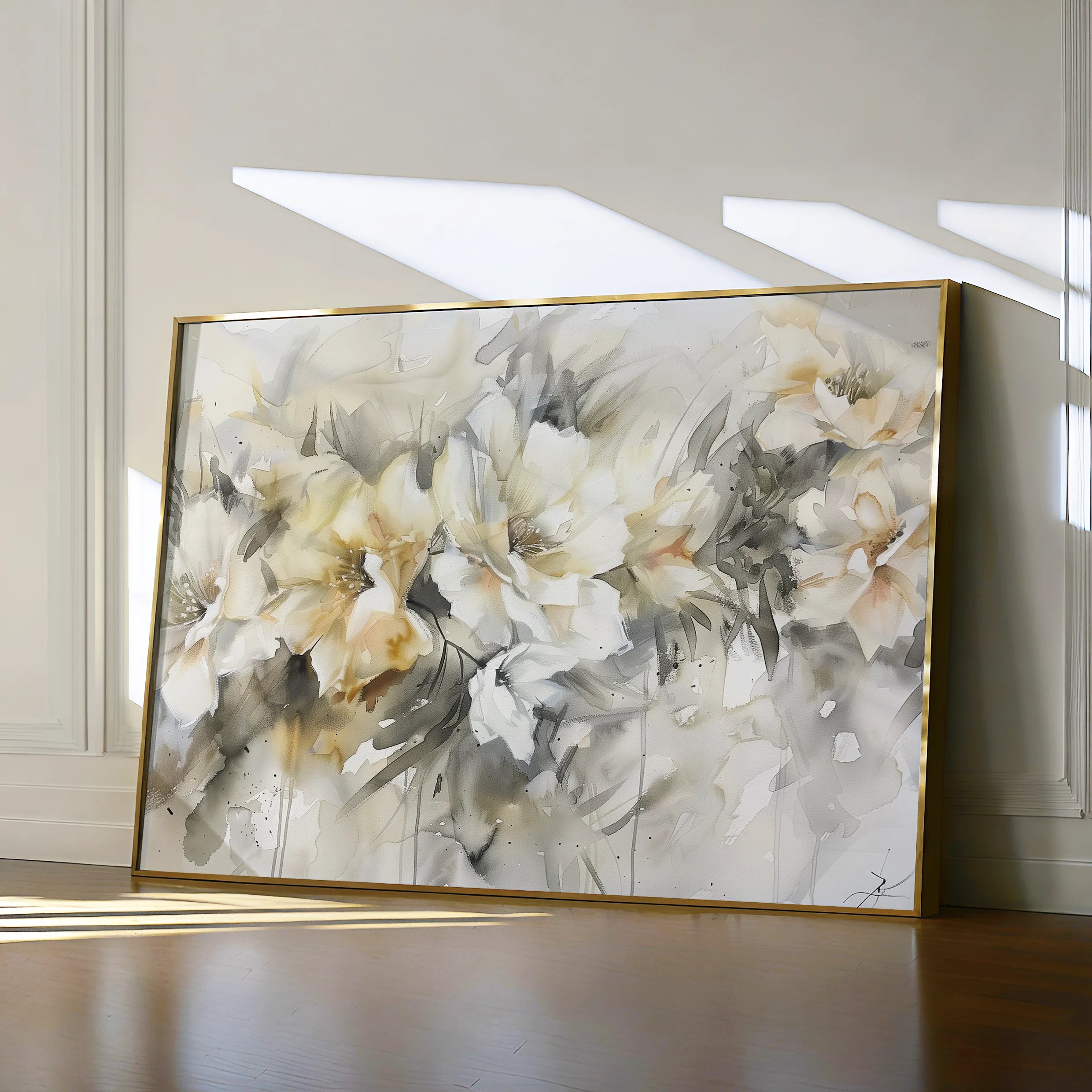 Floral 857 Canvas Art 60 x 40 cm / Black