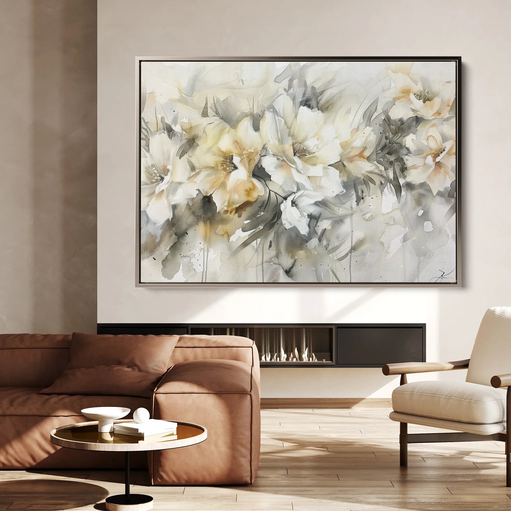 Floral 857 Canvas Art 60 x 40 cm / Black