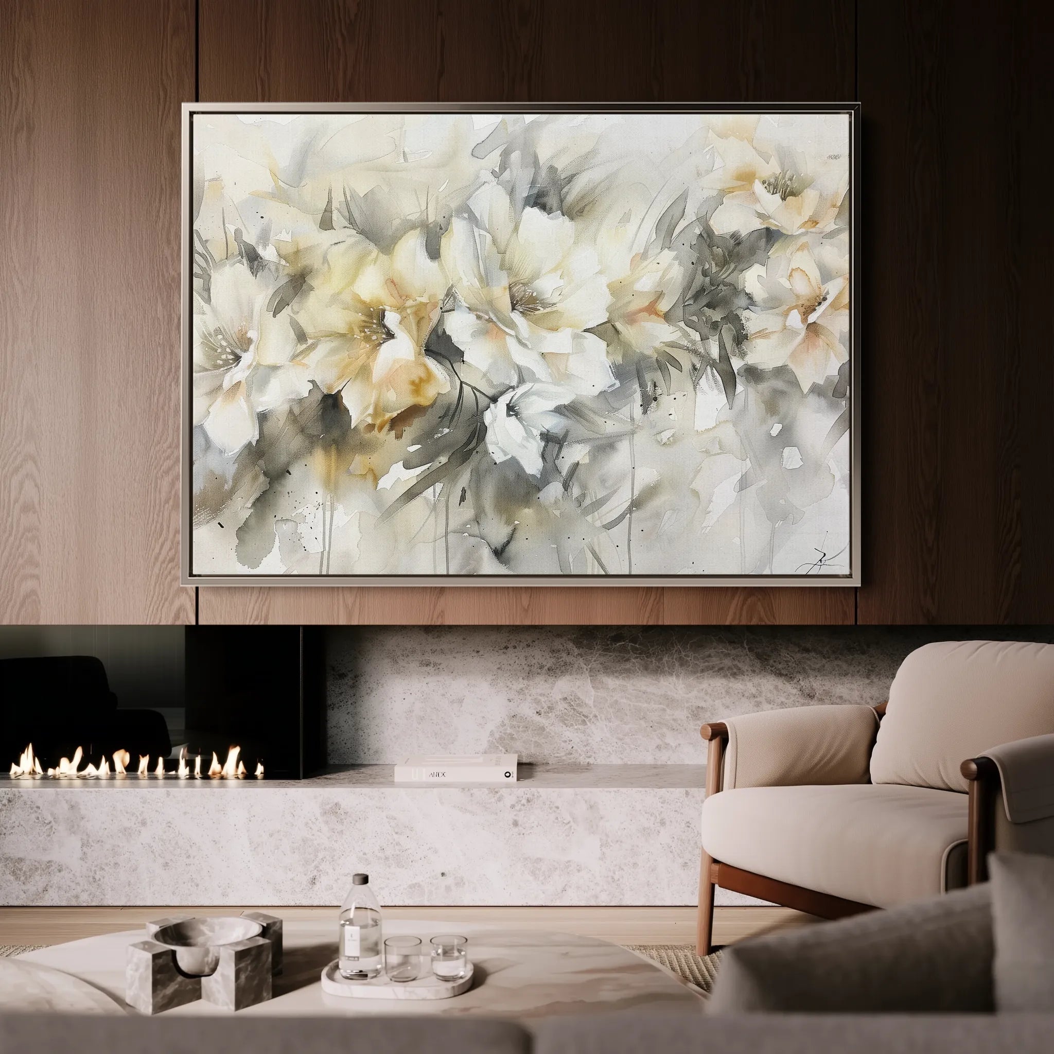 Floral 857 Canvas Art 60 x 40 cm / Black