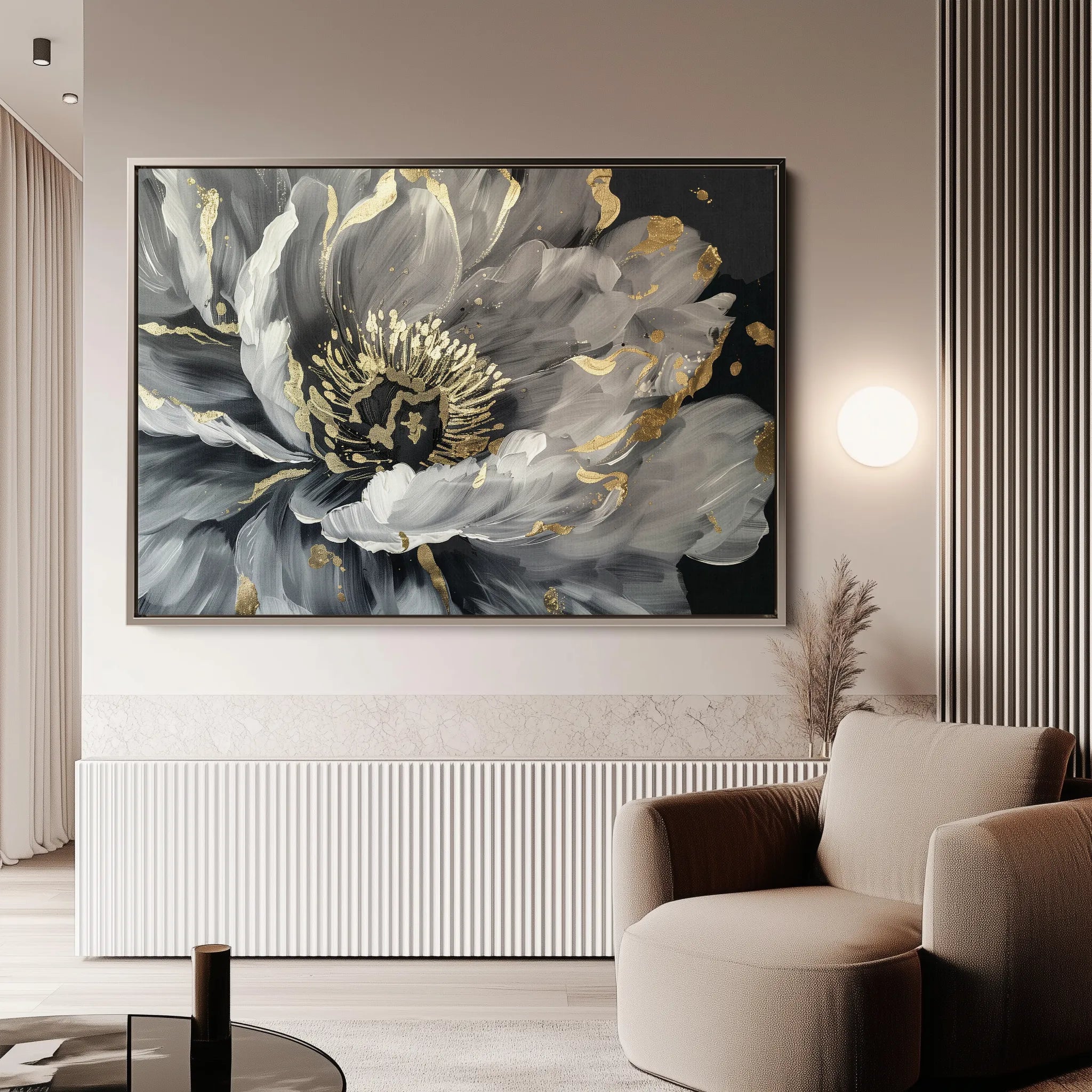 Floral 863 Canvas Art 60 x 40 cm / Black