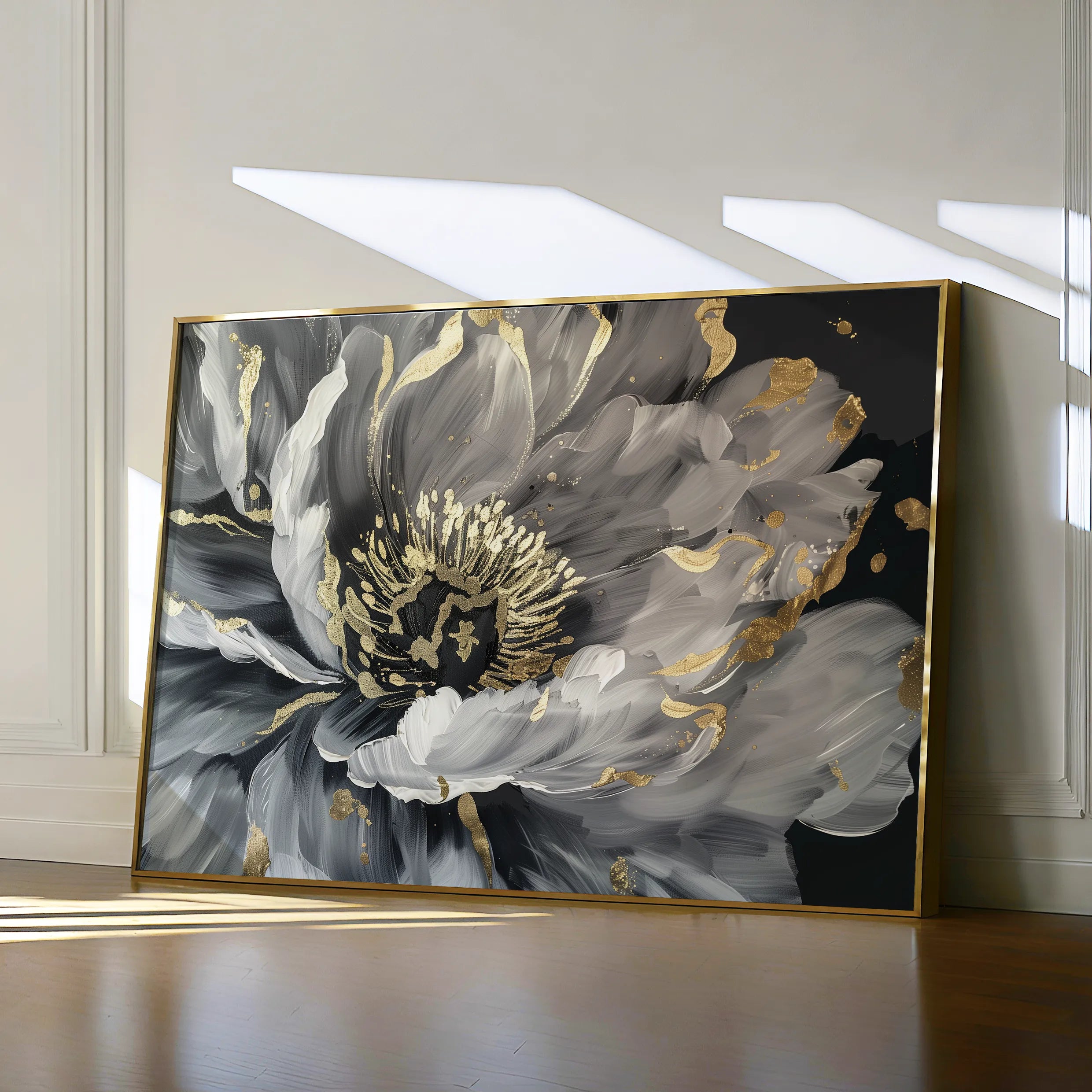 Floral 863 Canvas Art 60 x 40 cm / Black