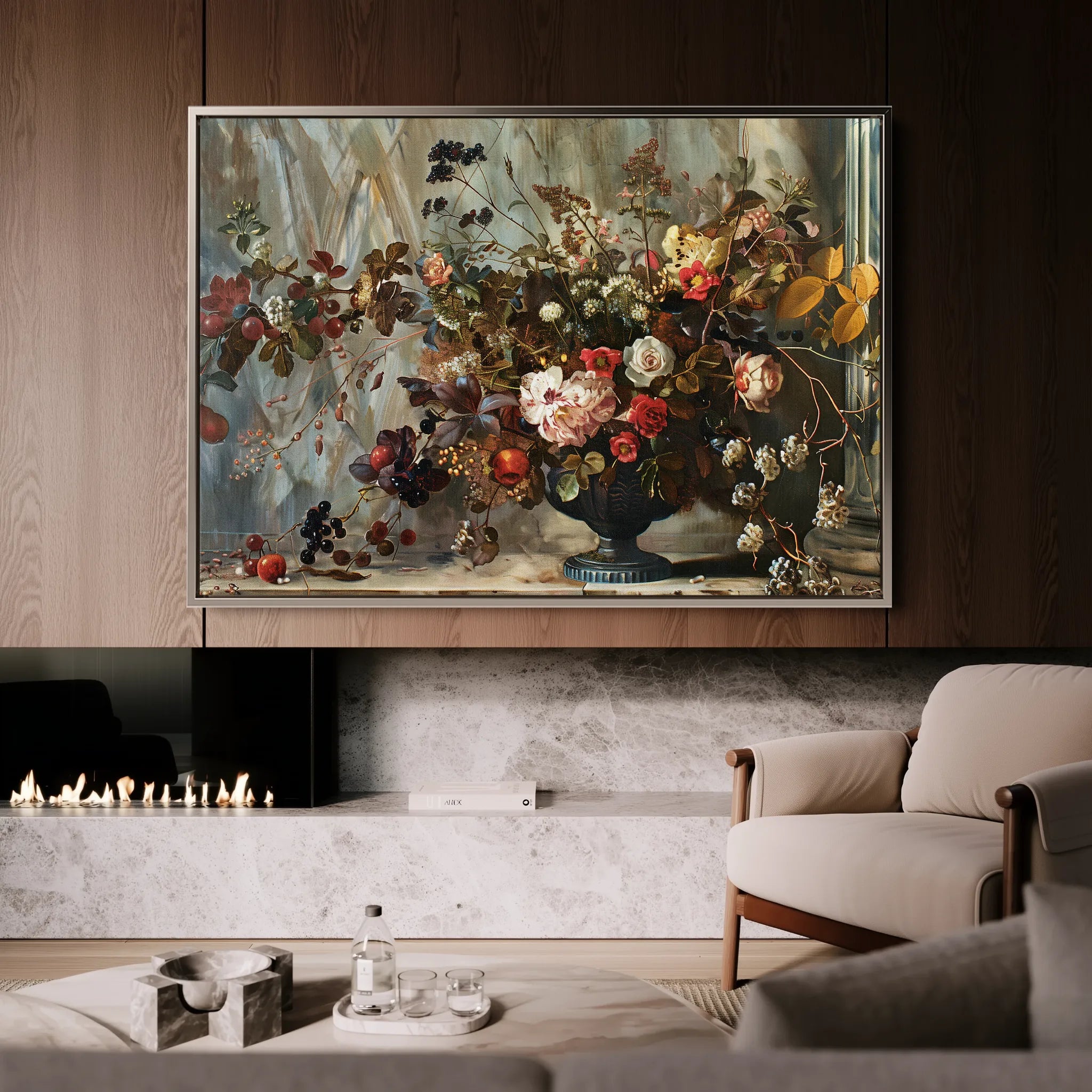 Floral 864 Canvas Art 60 x 40 cm / Black