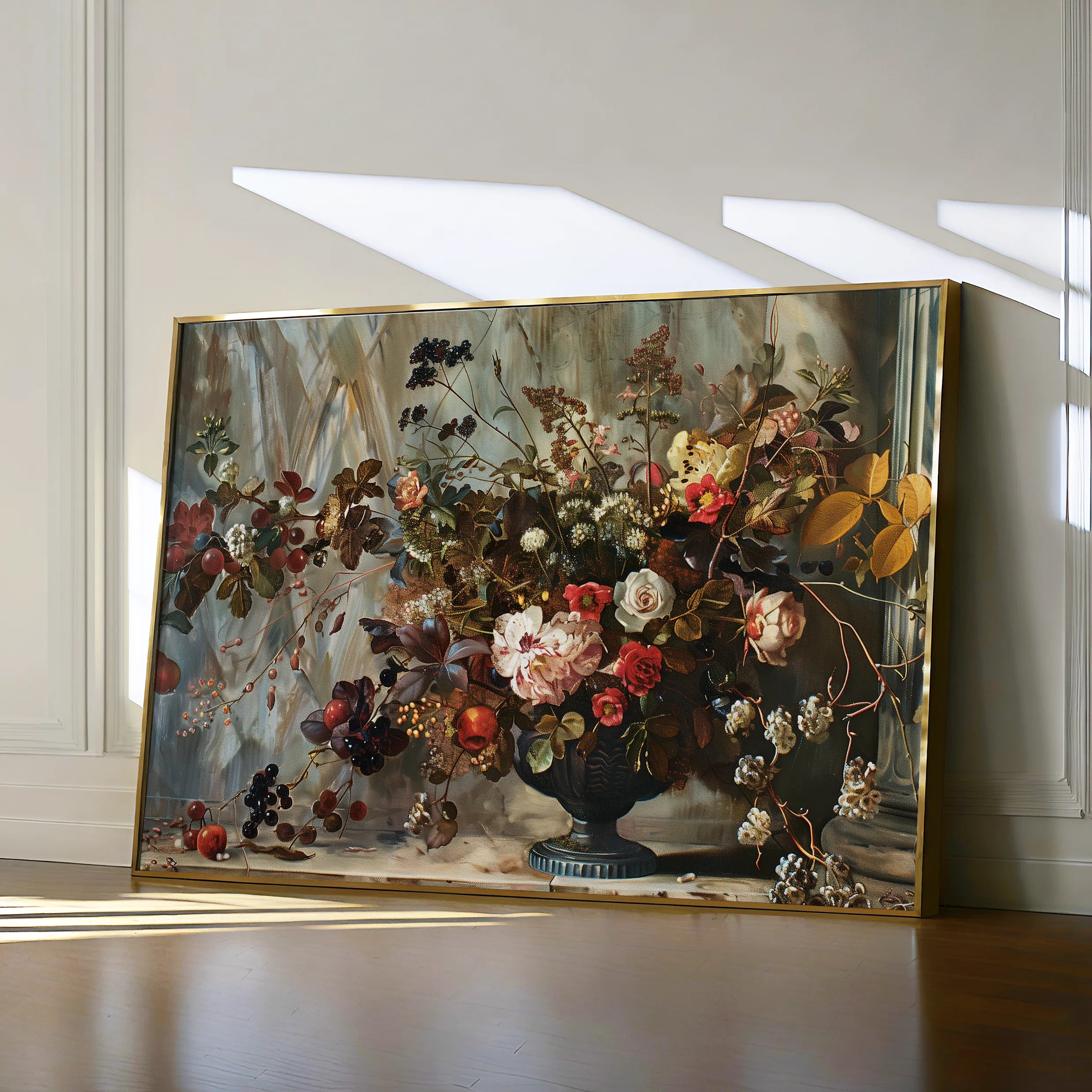 Floral 864 Canvas Art 60 x 40 cm / Black