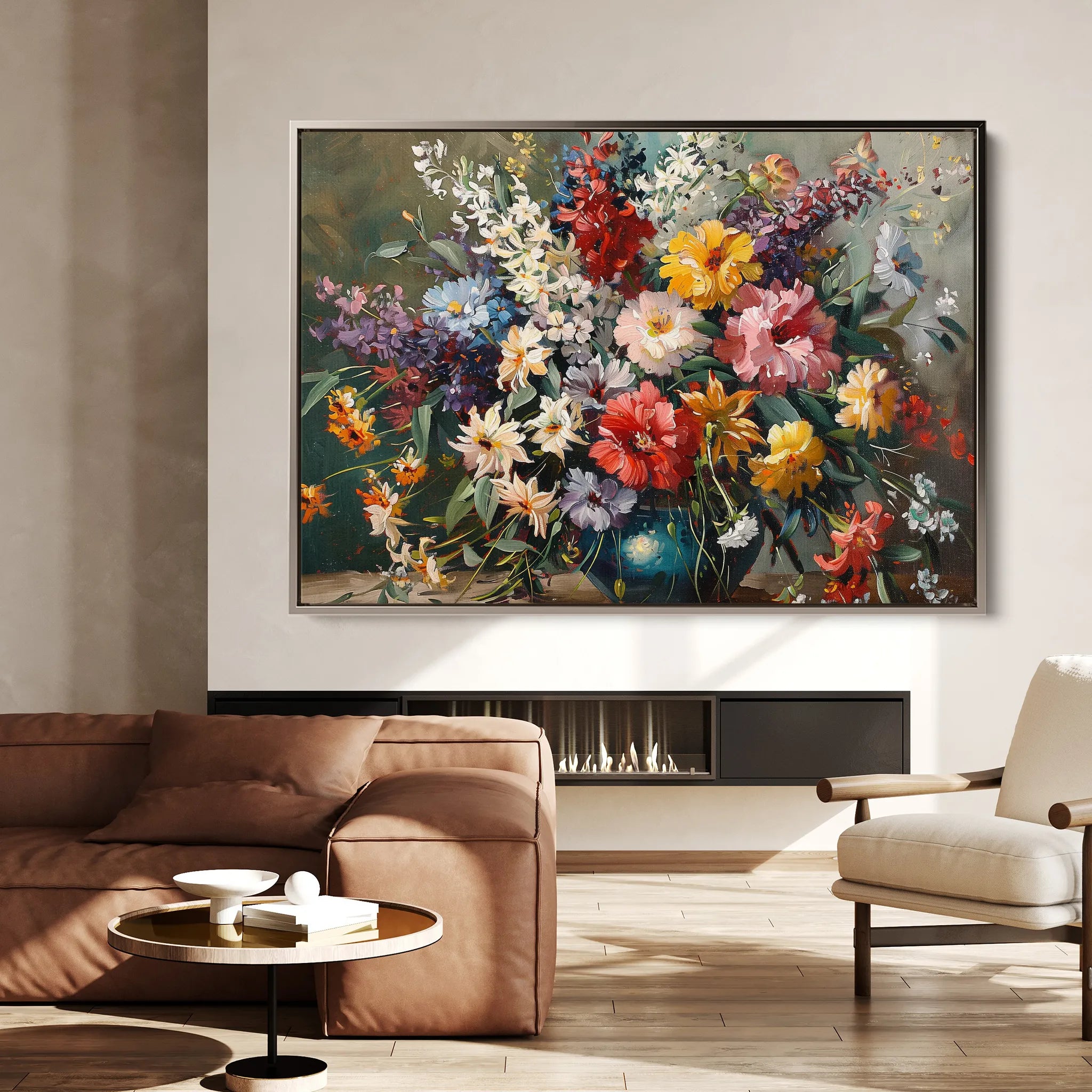 Floral 865 Canvas Art 60 x 40 cm / Black